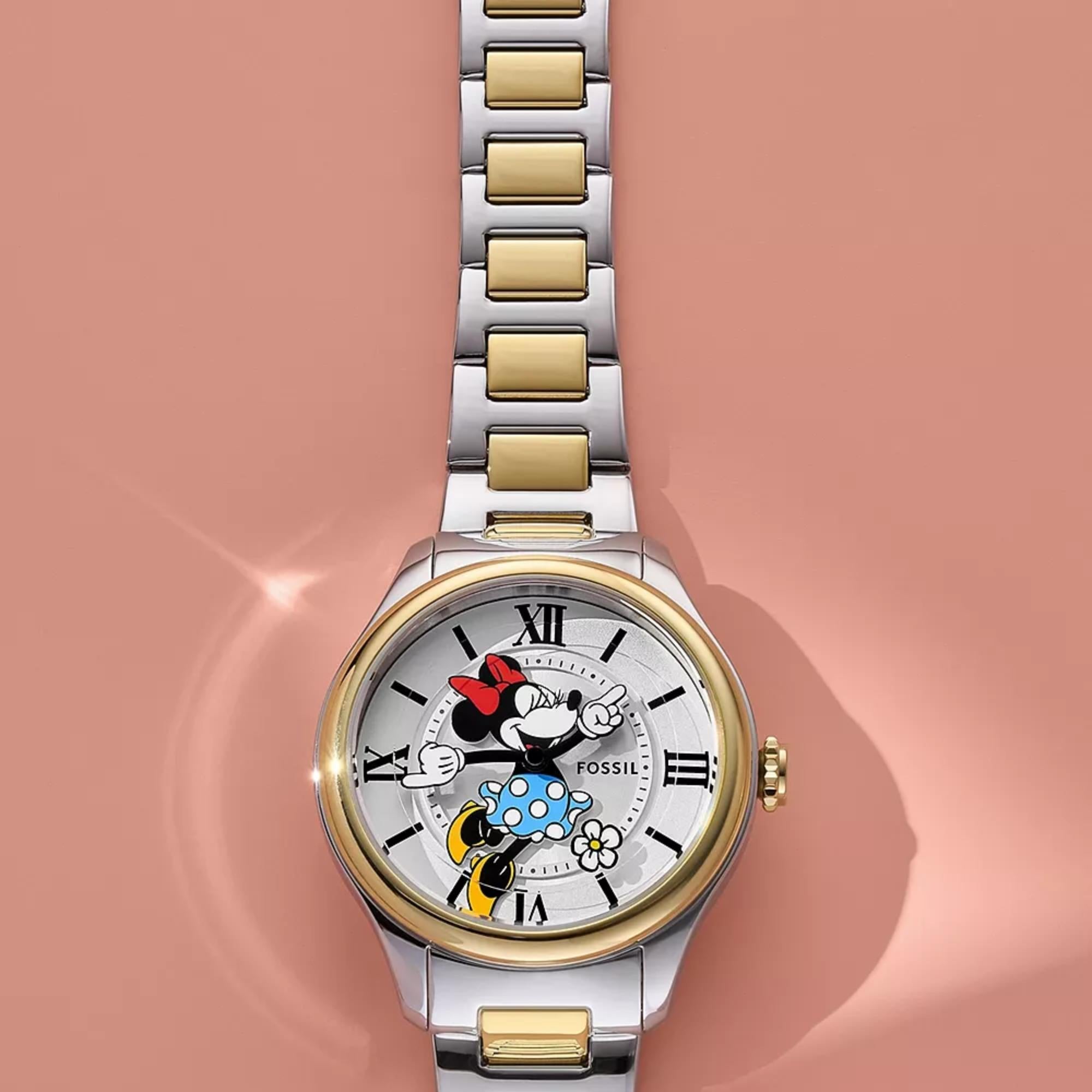 Fossil Disney Minnie Mouse 38mm Special Edition Silver Dial Steel Quartz Watch SE1122