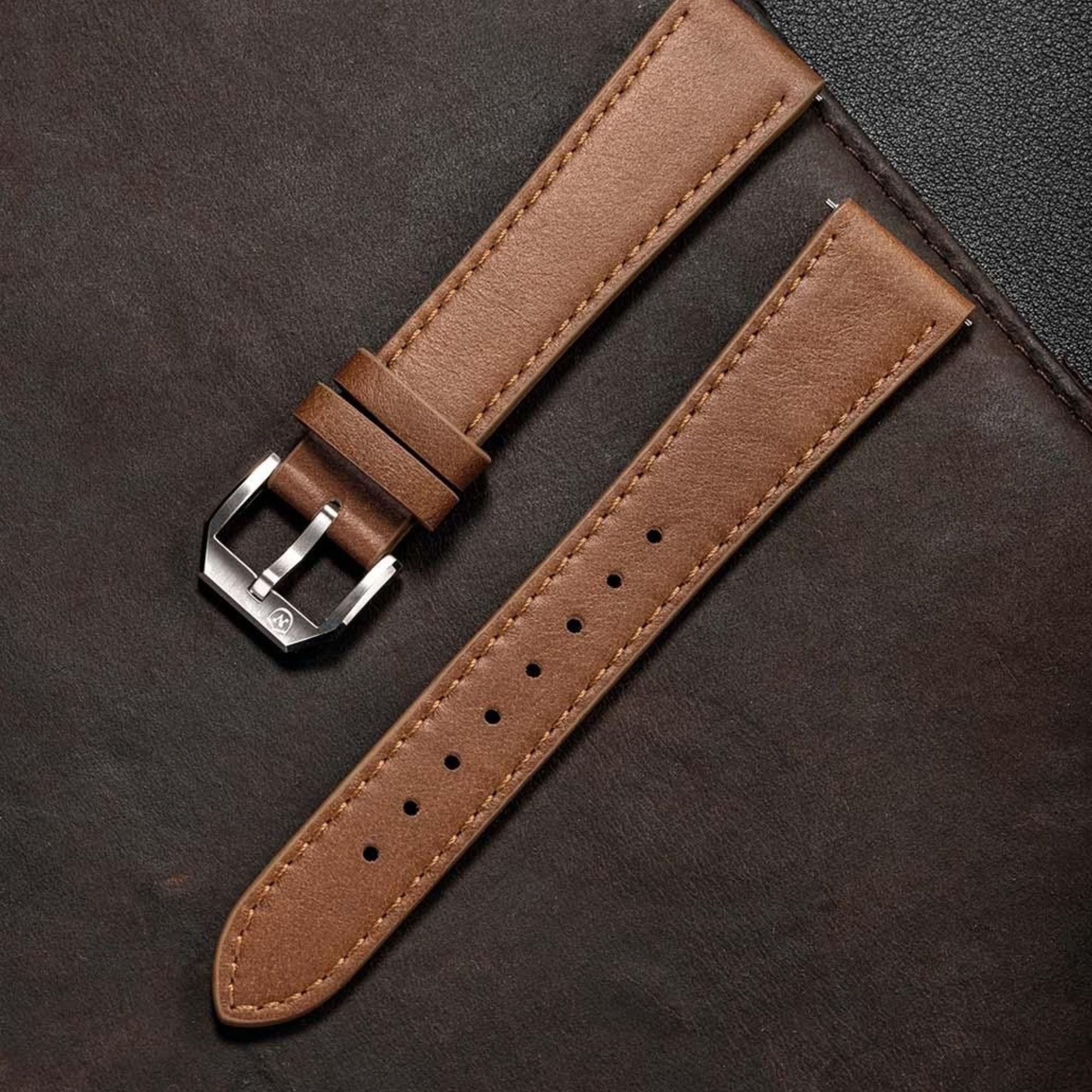 Nivada Grenchen 20mm Brown Leather Strap NZ16AB