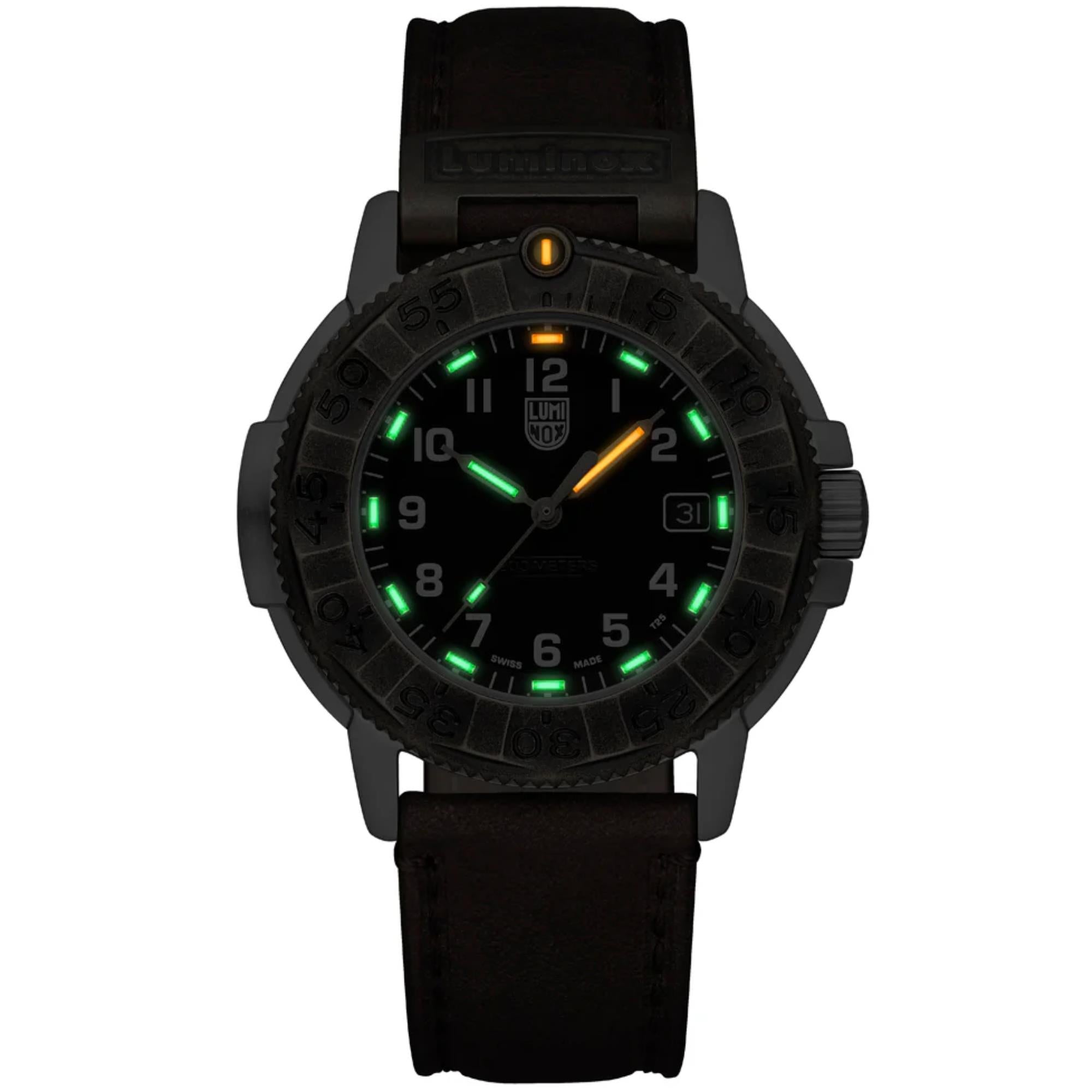 Luminox Adventure 43mm Black Dial Leather Mens Quartz Watch XL.1301.LG