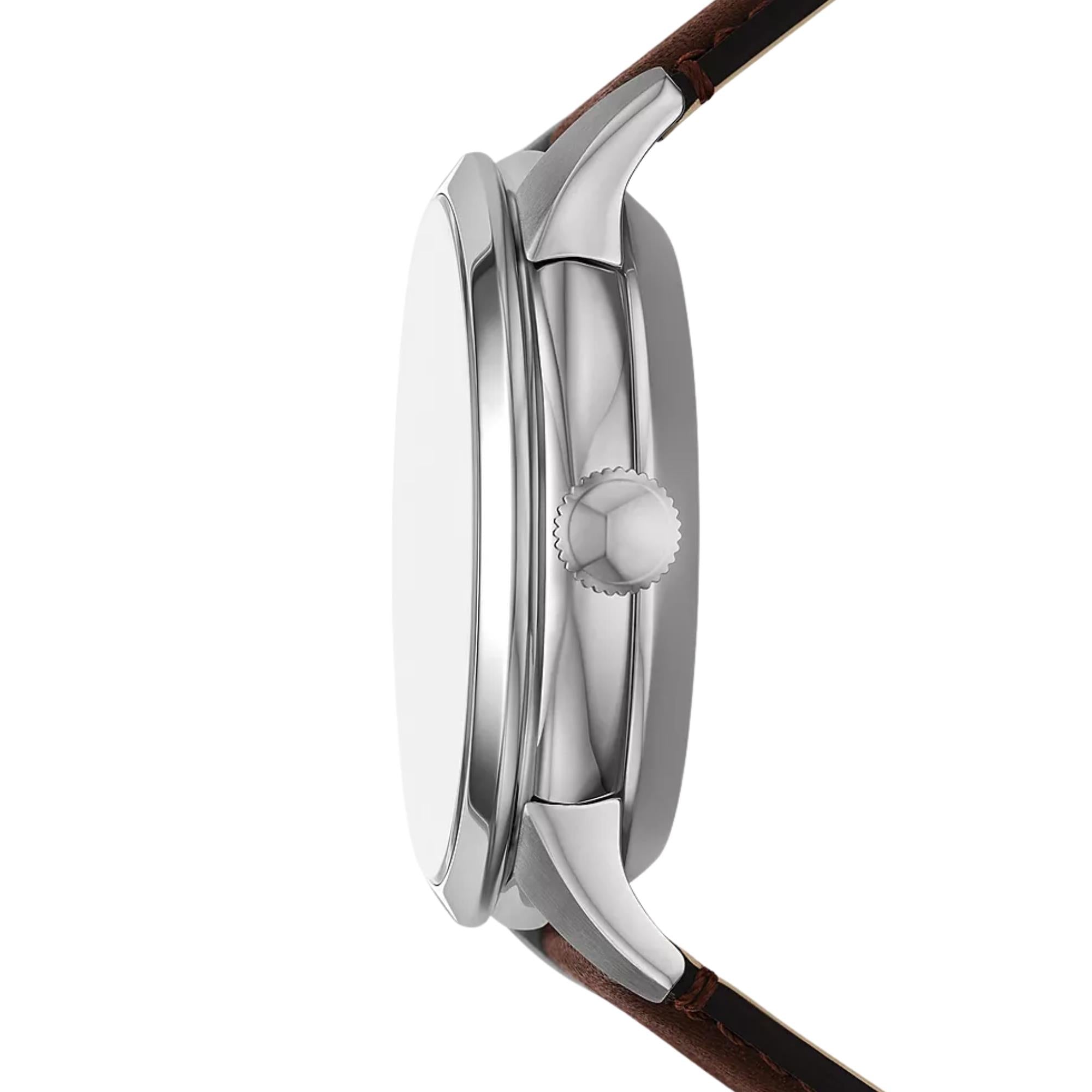 Fossil Townsman 44mm Open Heart Cream Dial Leather Mens Automatic Watch ME3266