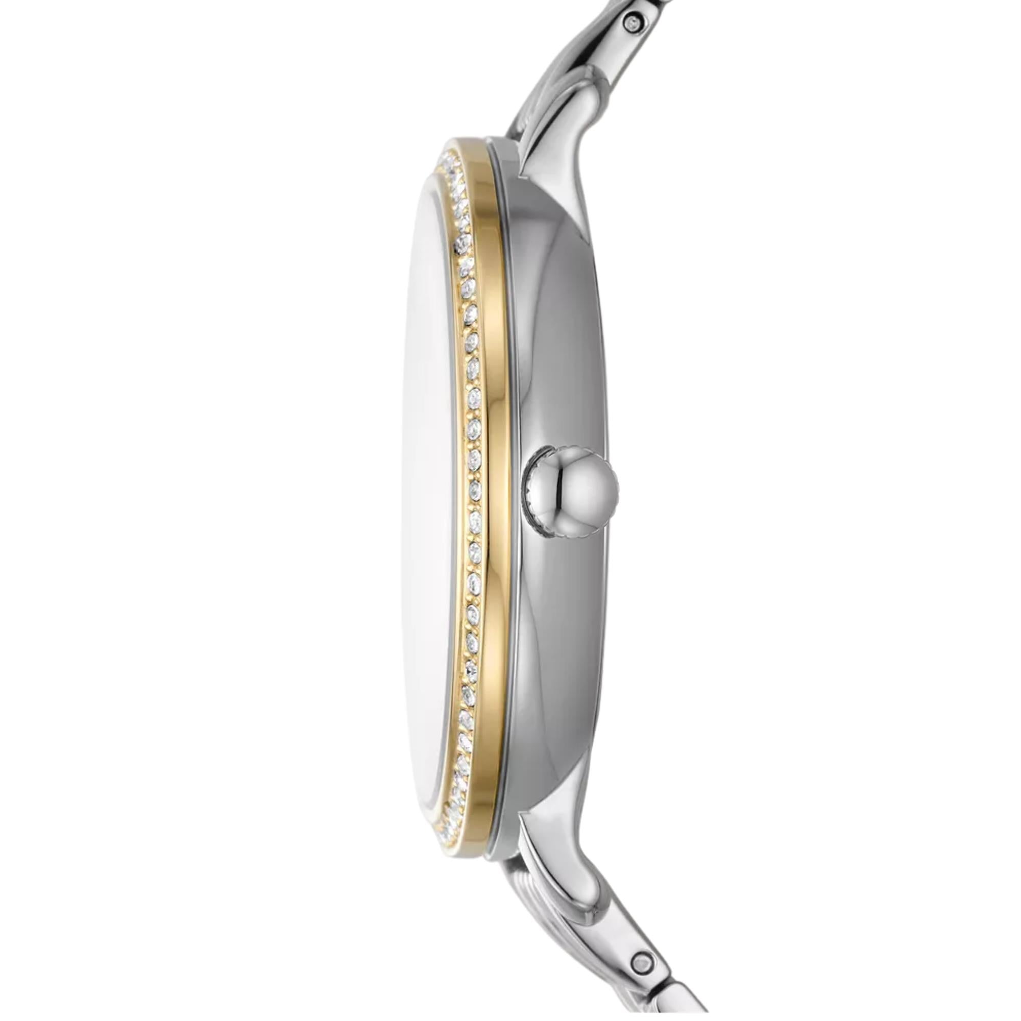 Fossil Jacqueline 36mm Sun Moon Mother Of Pearl Dial Steel Ladies Quartz Watch ES5166