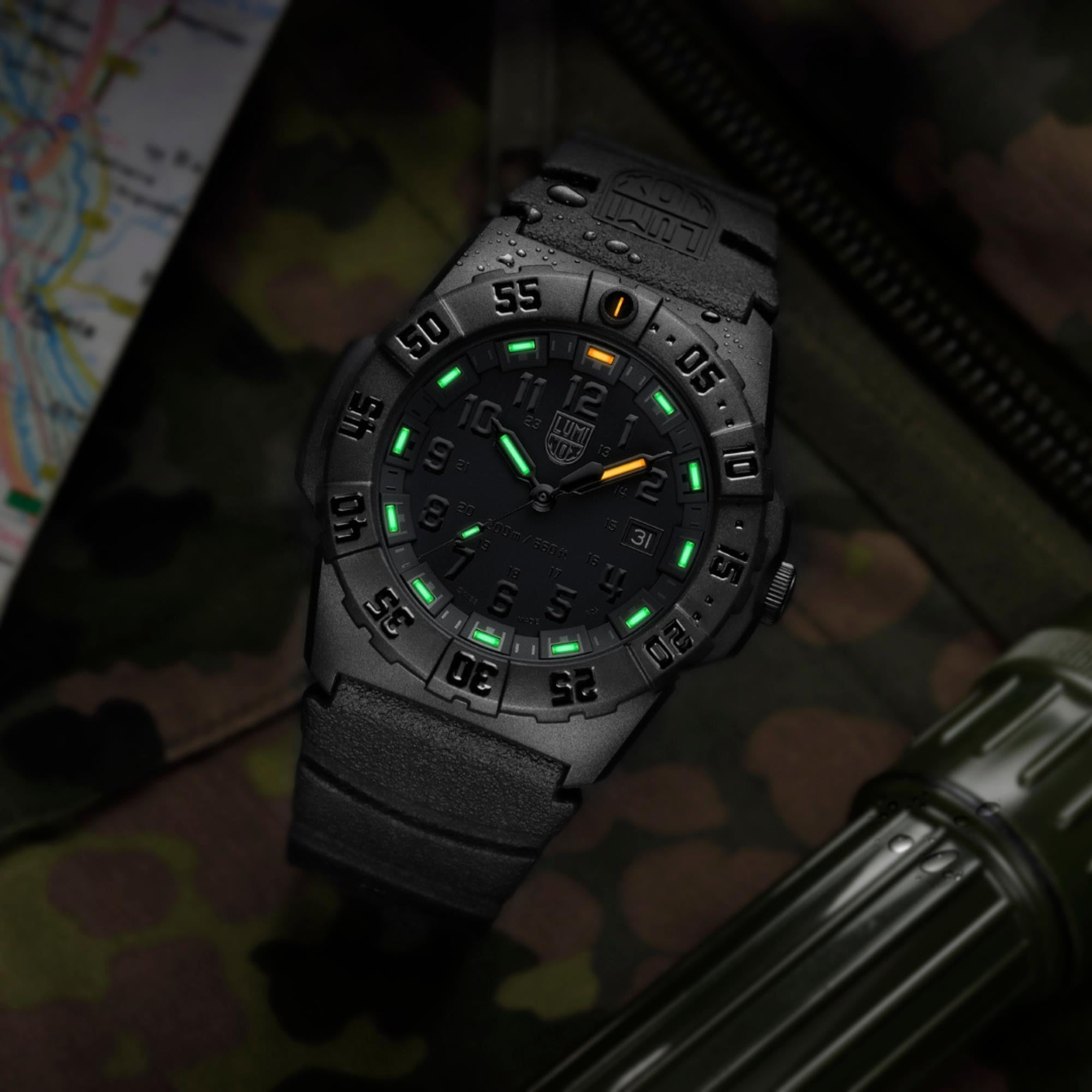 Luminox Navy SEAL 3550 Series 44mm Black Out Dial Rubber Mens Quartz Watch XS.3551.BO