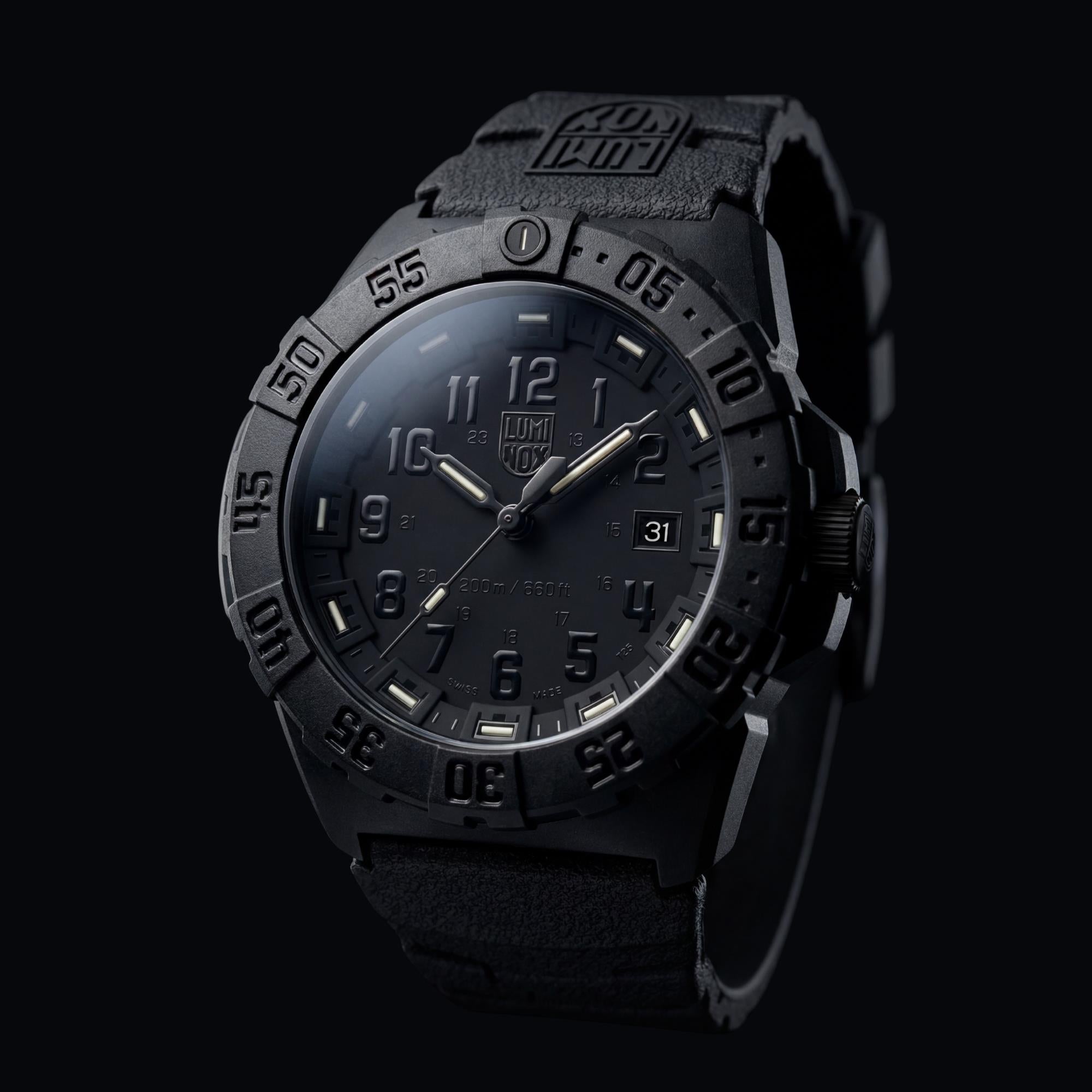 Luminox Navy SEAL 3550 Series 44mm Black Out Dial Rubber Mens Quartz Watch XS.3551.BO