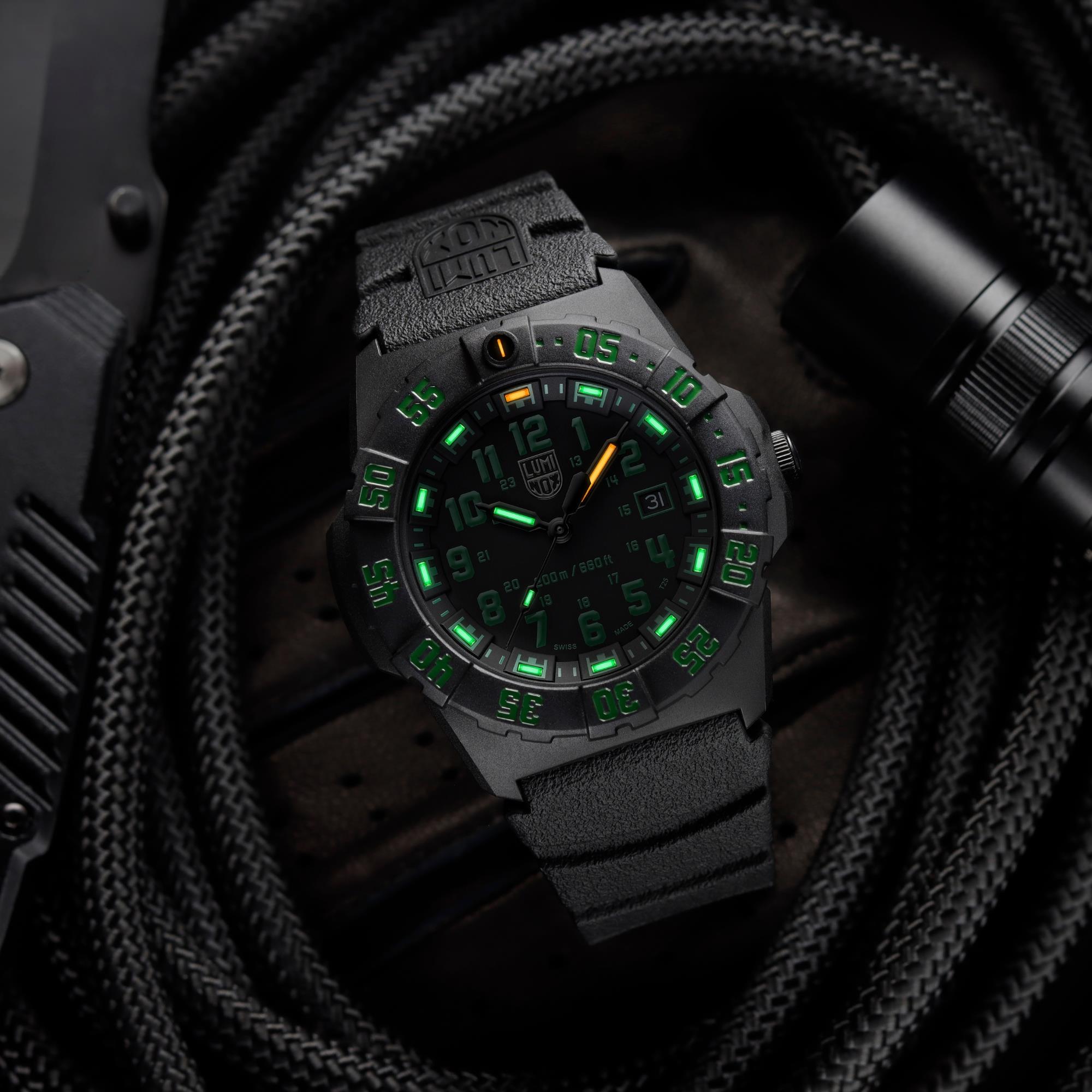 Luminox Navy SEAL 3550 Series 44mm Black and Green Dial Rubber Mens Quartz Watch XS.3567