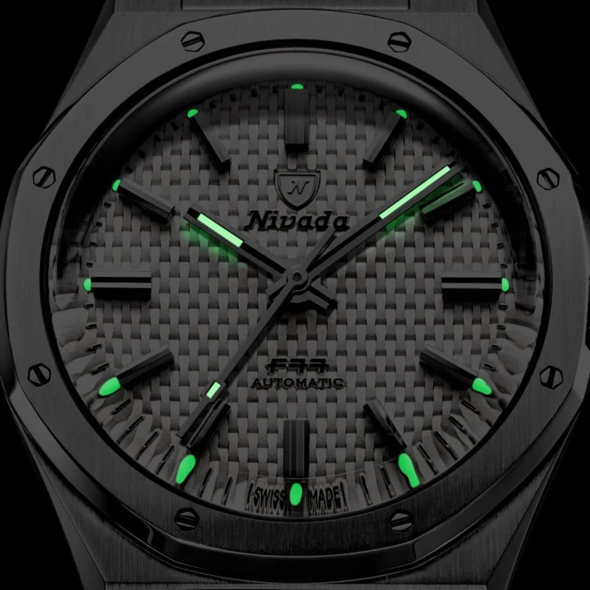 Nivada Grenchen F77 MK2 38mm White Dial Rubber Mens Automatic Watch 68046A77-DR