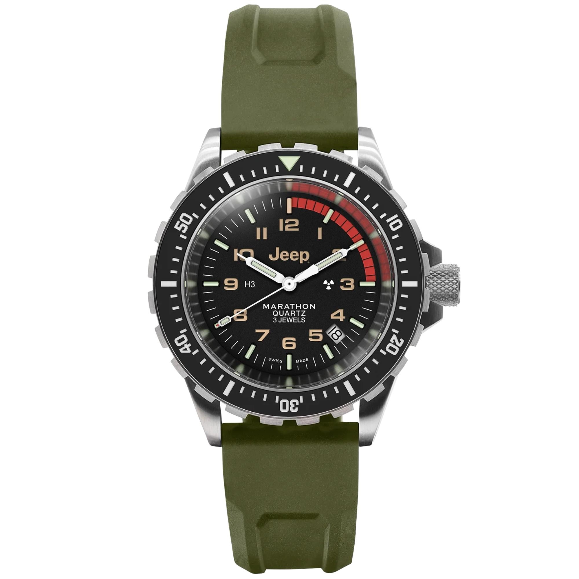 Marathon Jeep® Rubicon TSAR® 41mm Black Dial Rubber Mens Quartz Watch WW194007SS-4101