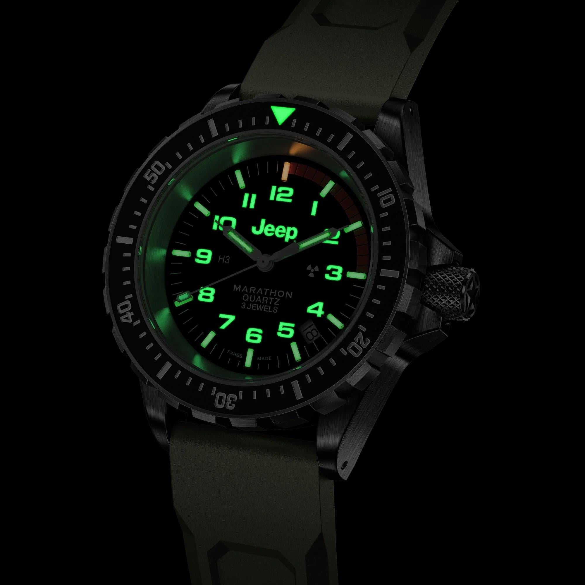 Marathon Jeep® Rubicon TSAR® 41mm Black Dial Rubber Mens Quartz Watch WW194007SS-4101