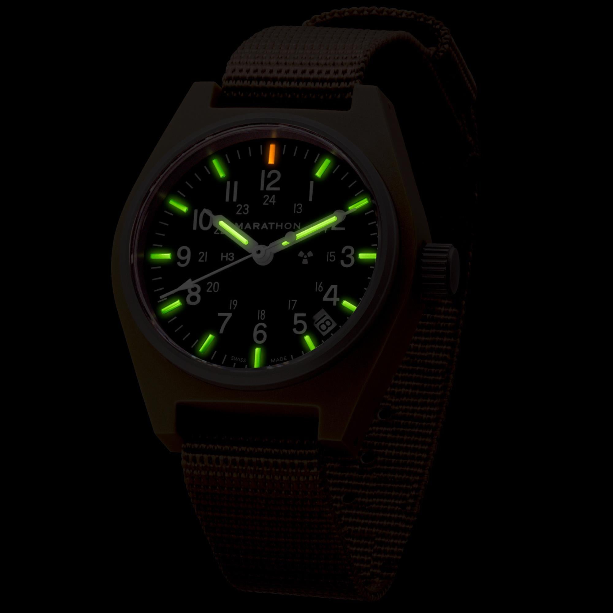 Marathon General Purpose Field 34mm Black Dial Nylon Mens Quartz Watch WW194015DT-0103