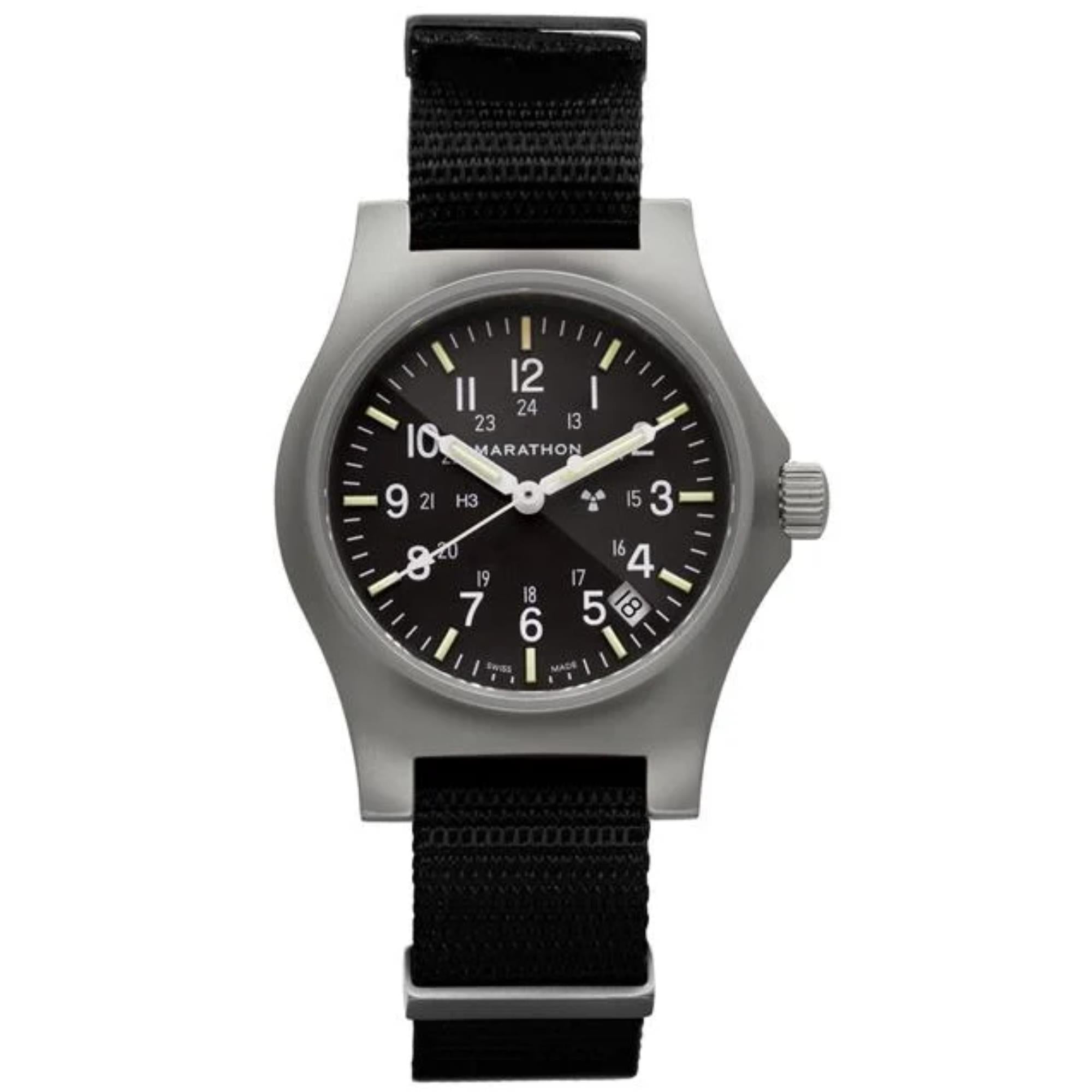 Marathon General Purpose Field 36mm Black Dial Nylon Mens Quartz Watch WW194015SS-0108