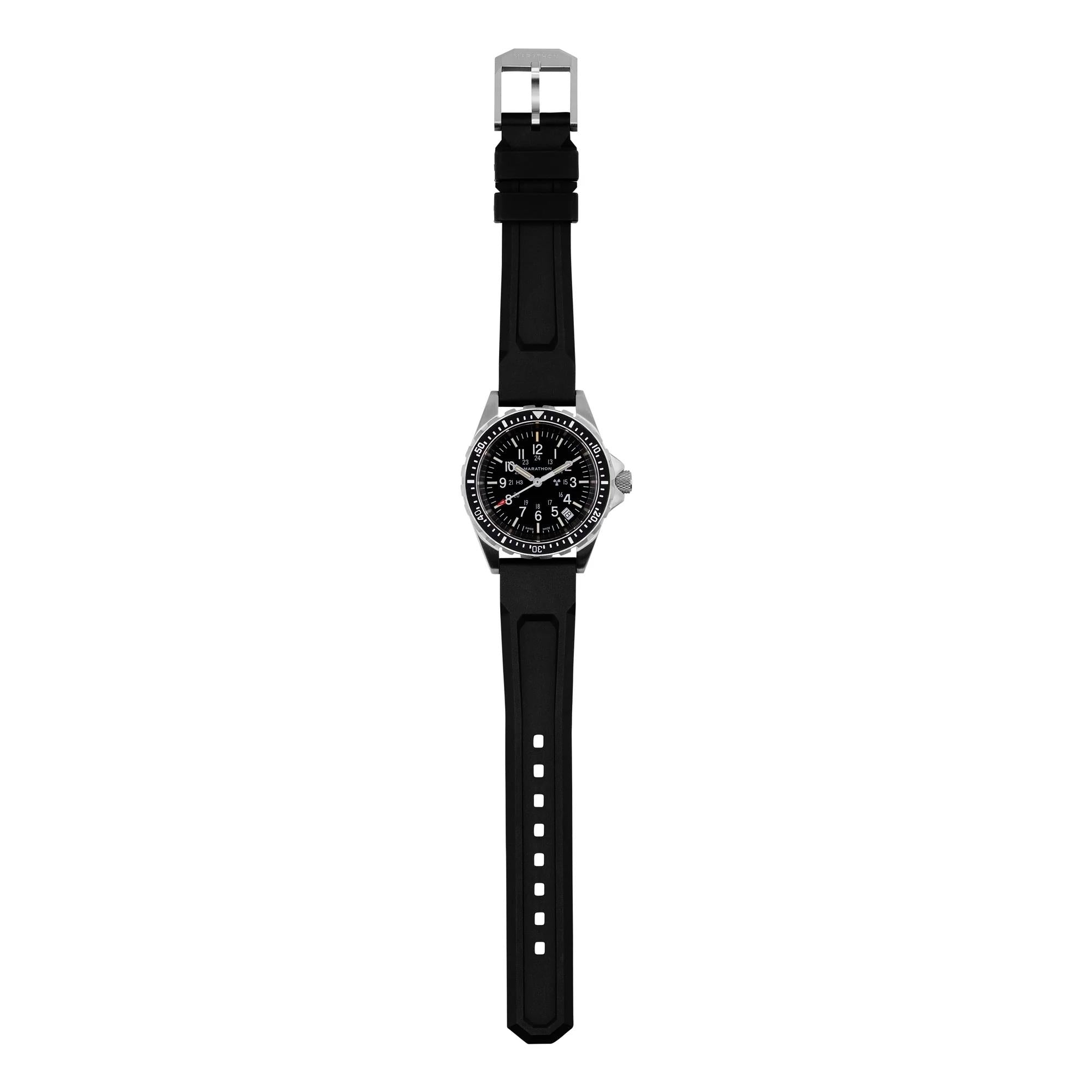 Marathon MSAR 36mm Black Dial Rubber Mens Quartz Watch WW194027SS-0130
