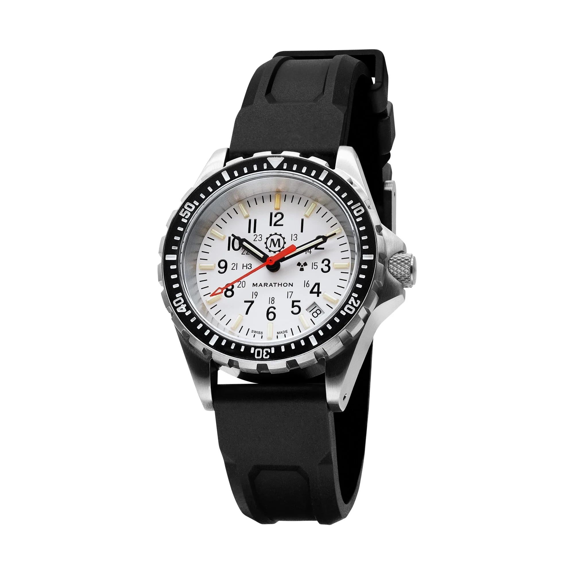 Marathon MSAR Arctic Edition 36mm White Dial Rubber Mens Quartz Watch WW194027SS-0530