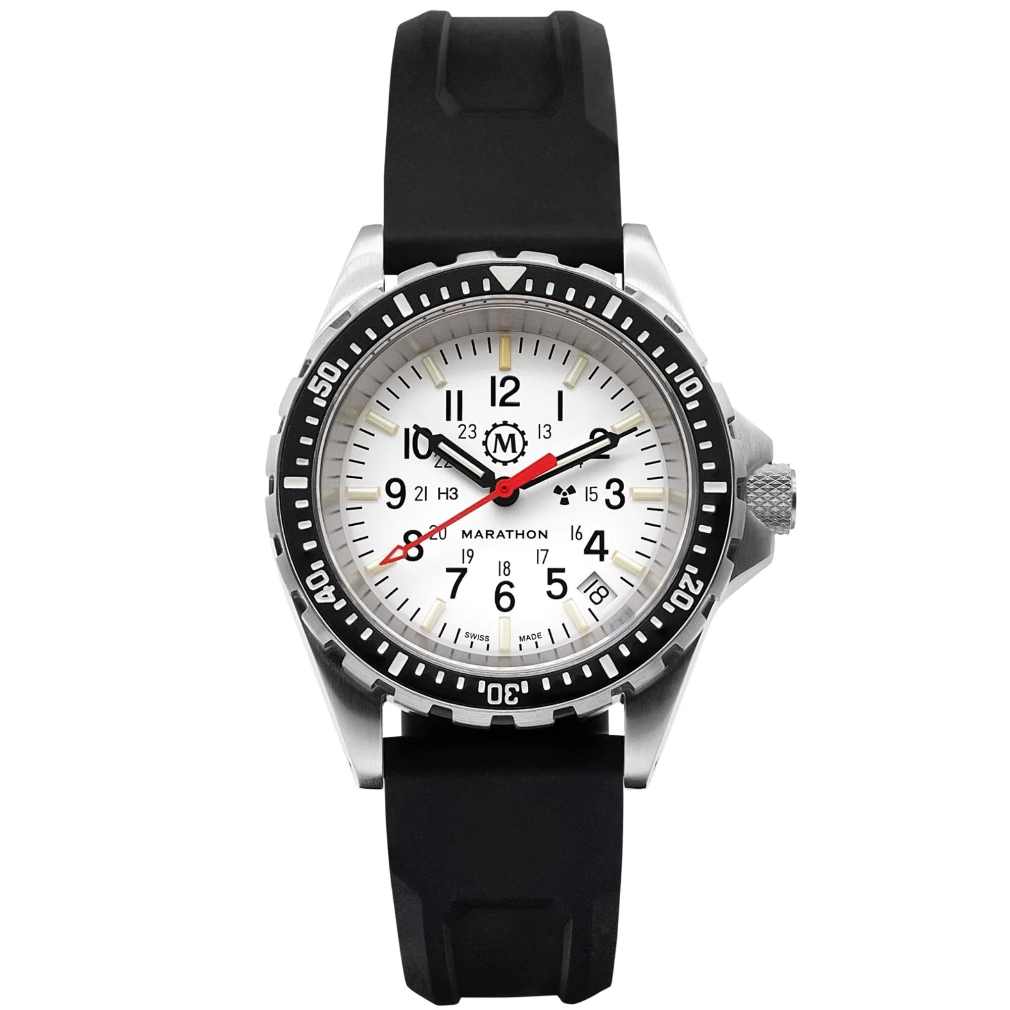 Marathon MSAR Arctic Edition 36mm White Dial Rubber Mens Quartz Watch WW194027SS-0530