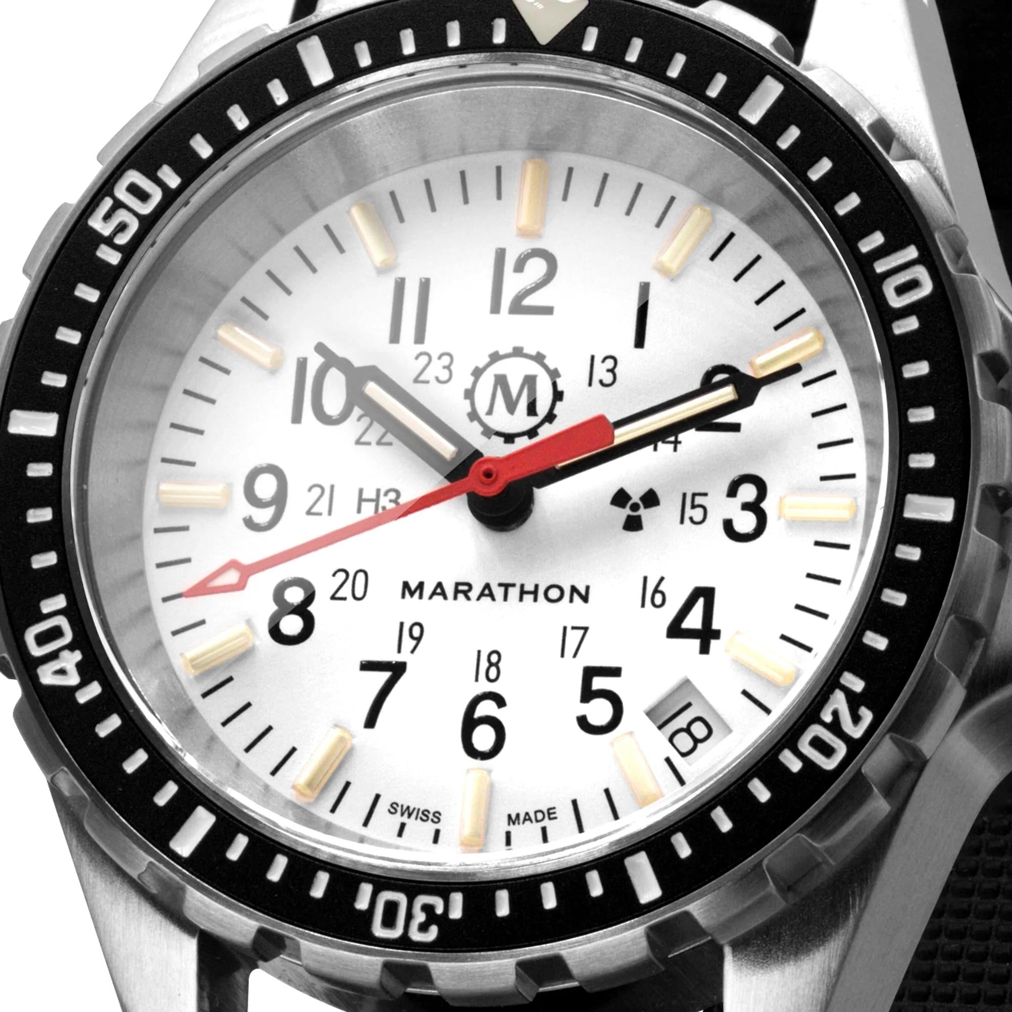 Marathon MSAR Arctic Edition 36mm White Dial Rubber Mens Quartz Watch WW194027SS-0530