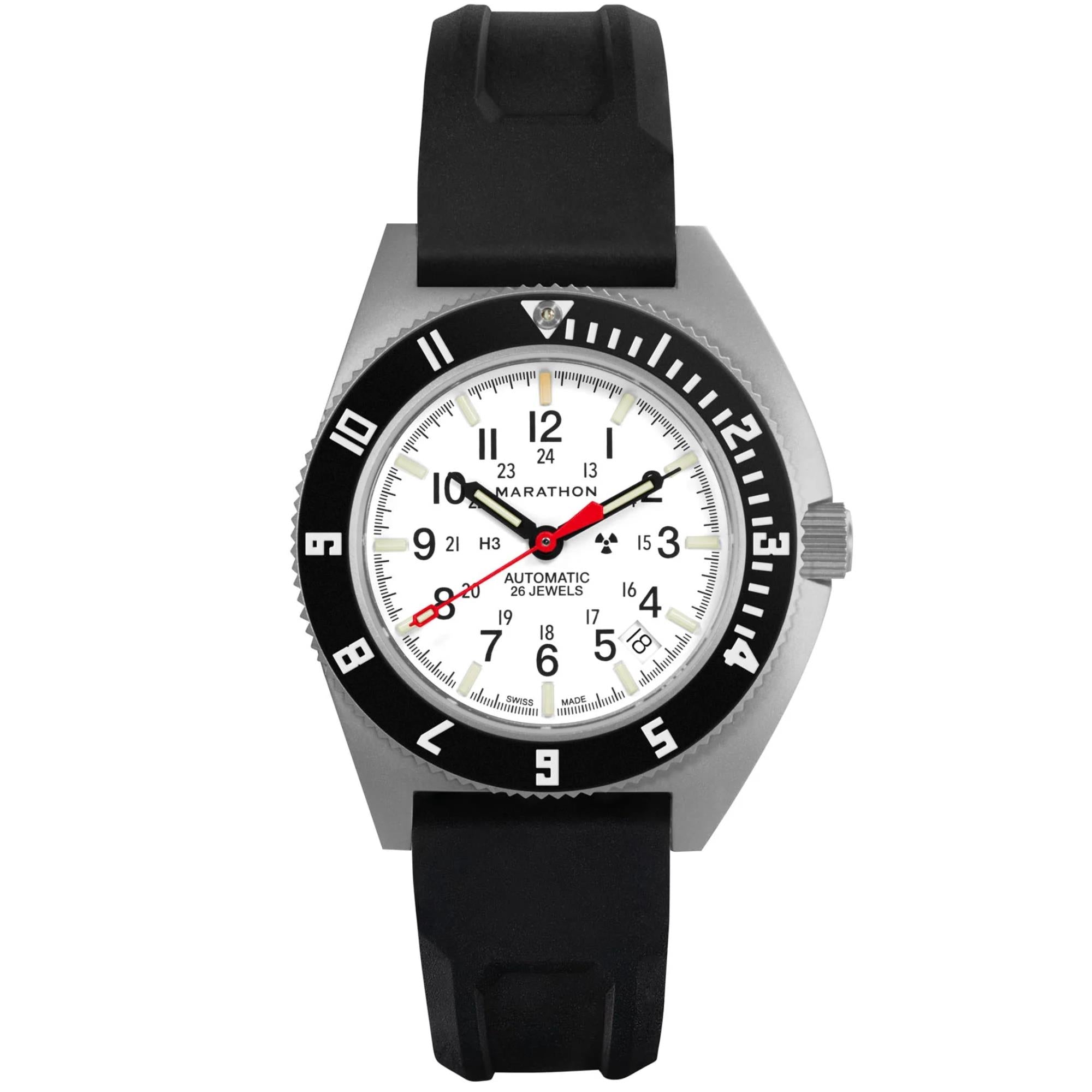 Marathon Navigator Arctic SSNAV-D 41mm White Dial 3-Piece Rubber Mens Automatic Watch WW194030SS-0530
