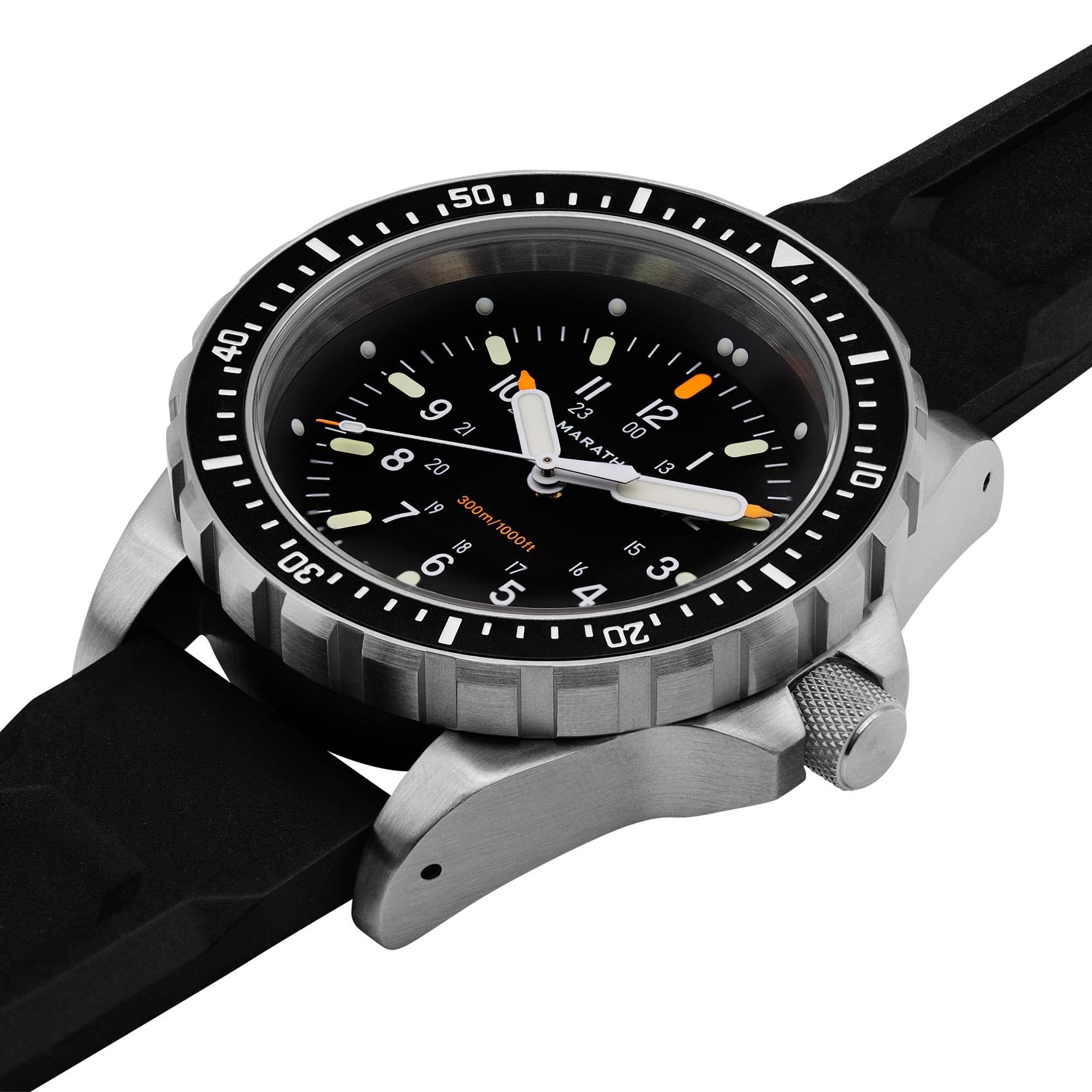 Marathon JSAR 46mm Black Dial Rubber Mens Quartz Watch WW194018SS-0130