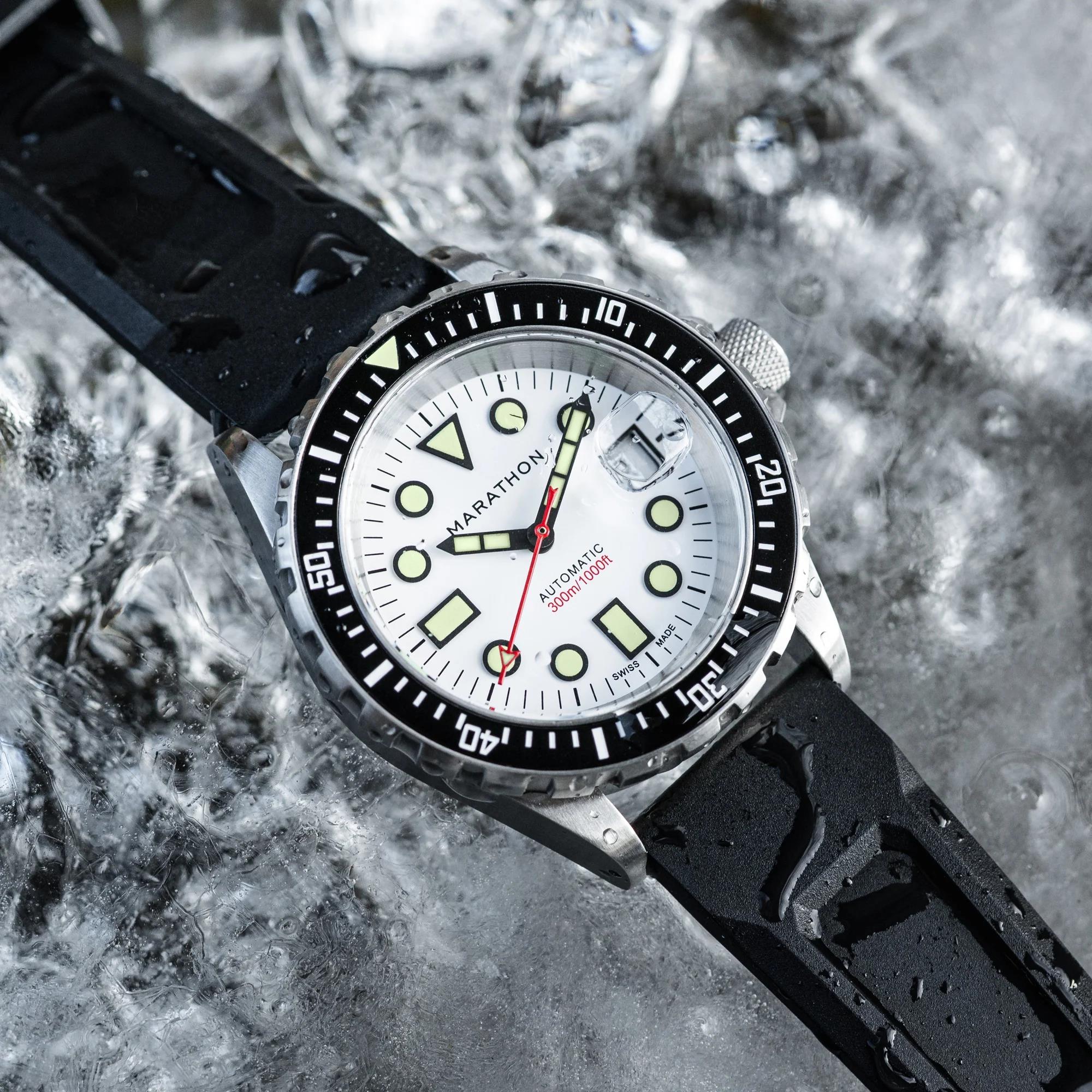 Marathon OSAR-D Arctic Original 41mm White Dial Rubber Mens Automatic Watch WW194006SS-2530