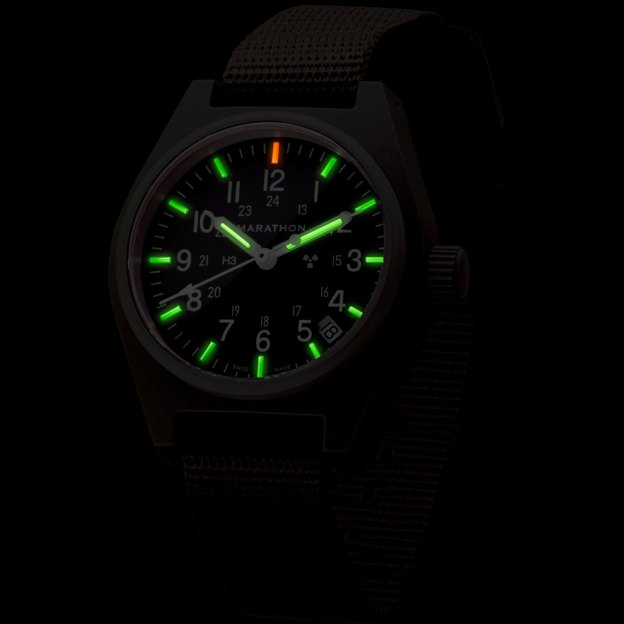Marathon General Purpose Field 34mm Black Dial Nylon Mens Quartz Watch WW194015SG-0103
