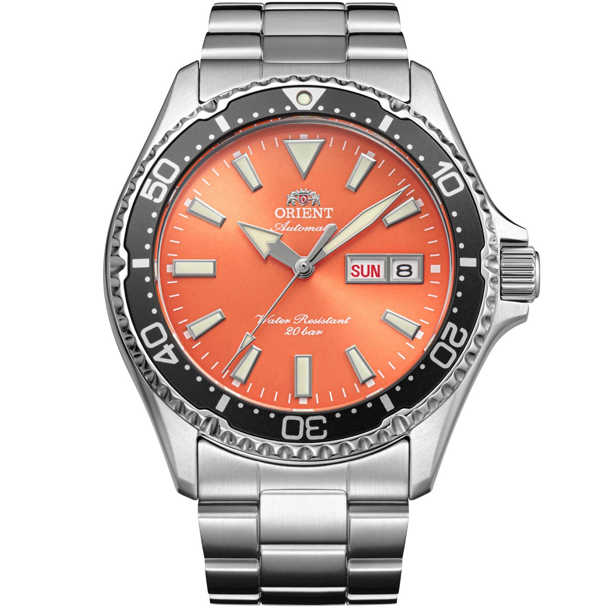 Orient Mako 'Kamasu' 42mm Orange Dial Steel Mens Automatic Watch RA-AA0826Y39B
