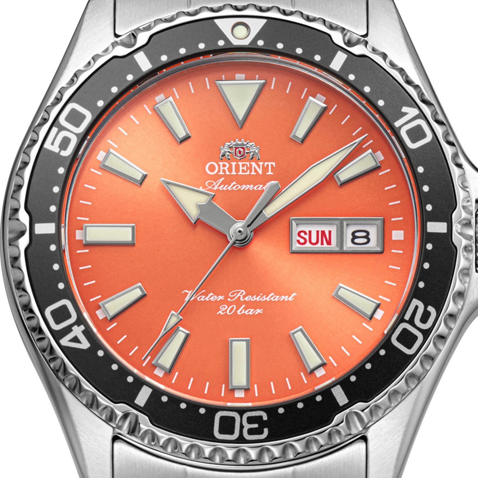 Orient Mako 'Kamasu' 42mm Orange Dial Steel Mens Automatic Watch RA-AA0826Y39B