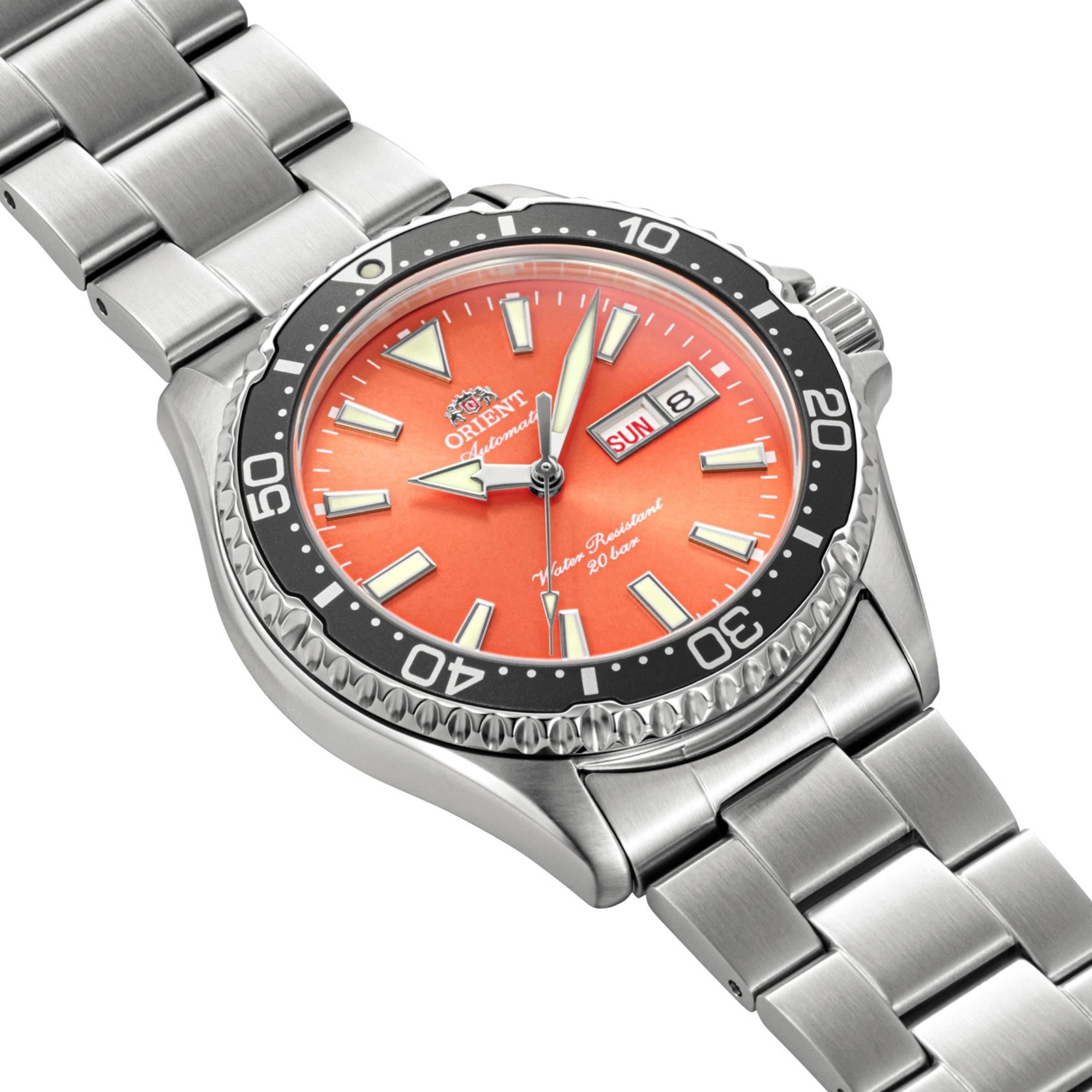 Orient Mako 'Kamasu' 42mm Orange Dial Steel Mens Automatic Watch RA-AA0826Y39B