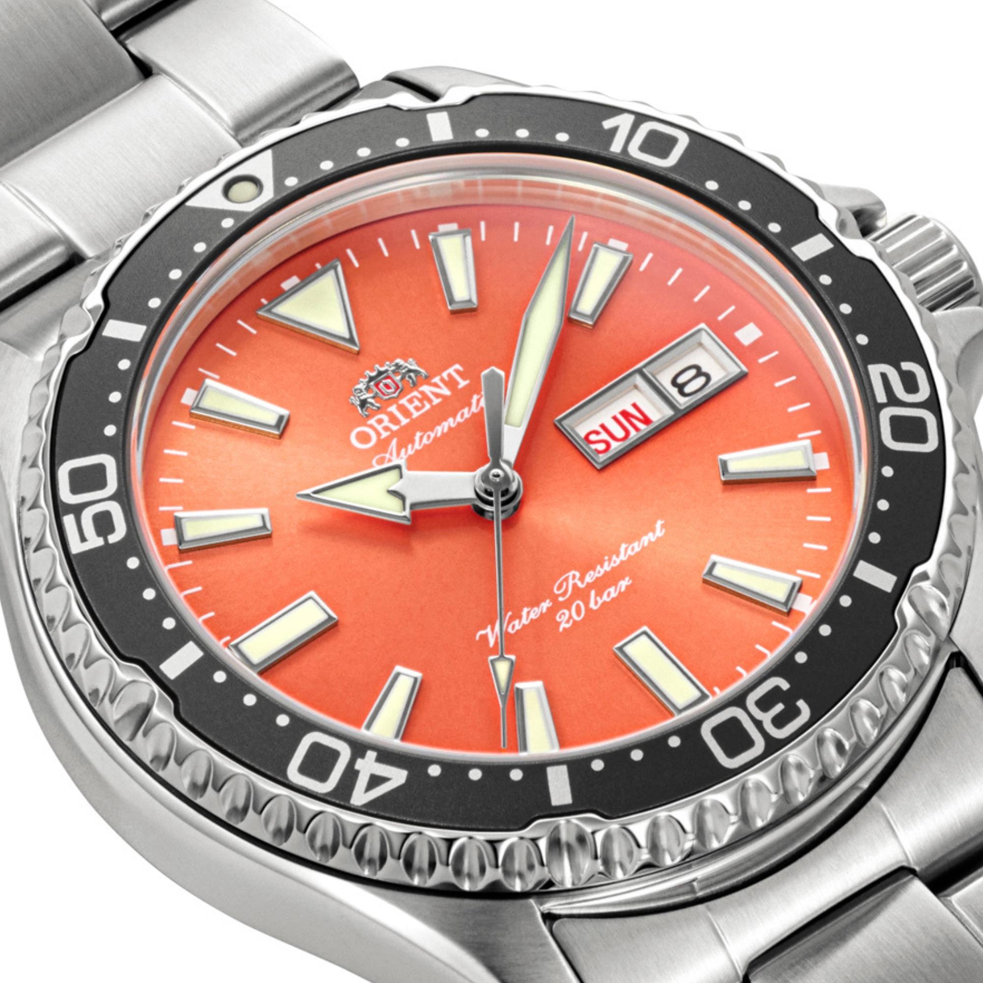 Orient Mako 'Kamasu' 42mm Orange Dial Steel Mens Automatic Watch RA-AA0826Y39B
