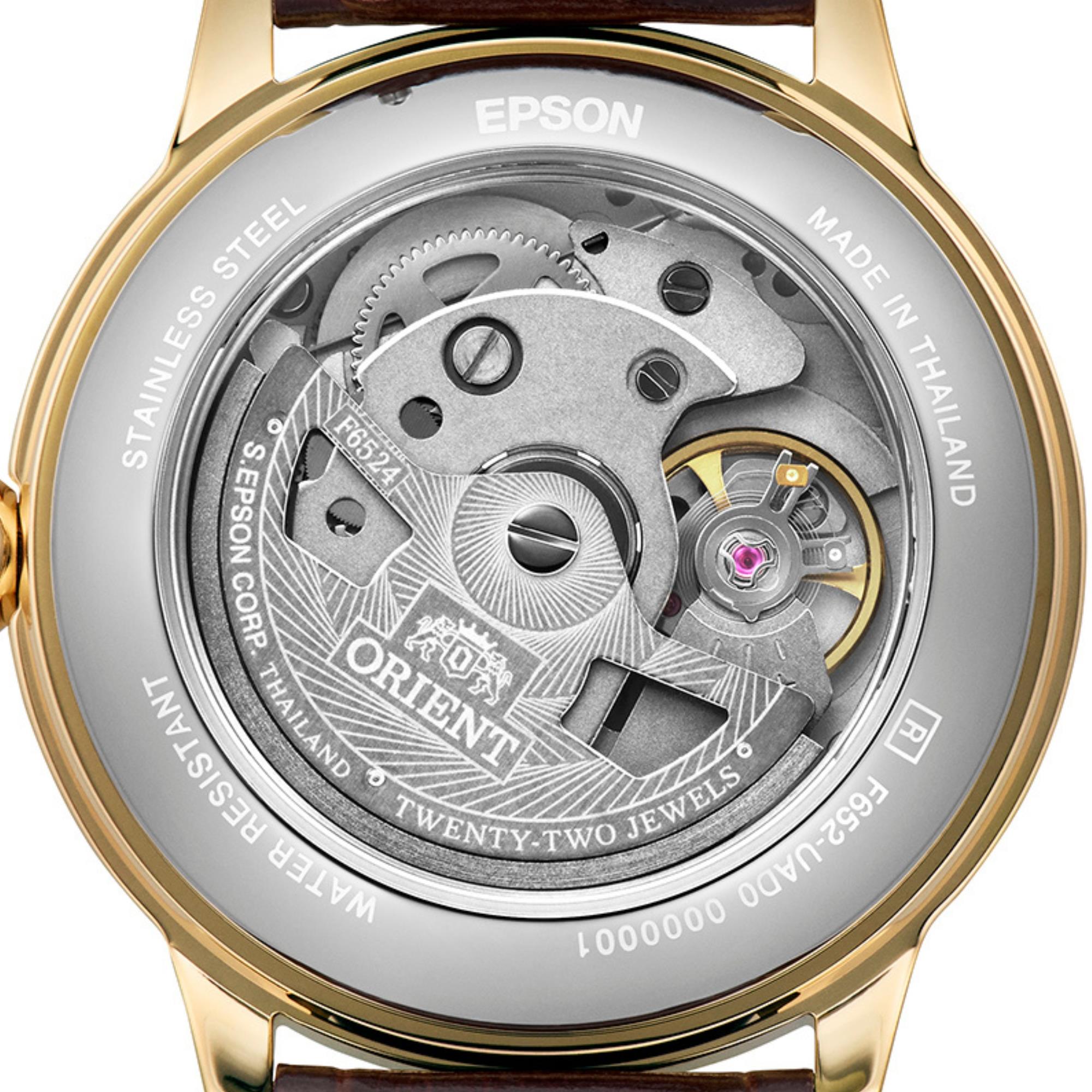 Orient Bambino 36mm 'No-Date' Gold-Tone White Dial Leather Automatic Watch RA-BB0101S30B