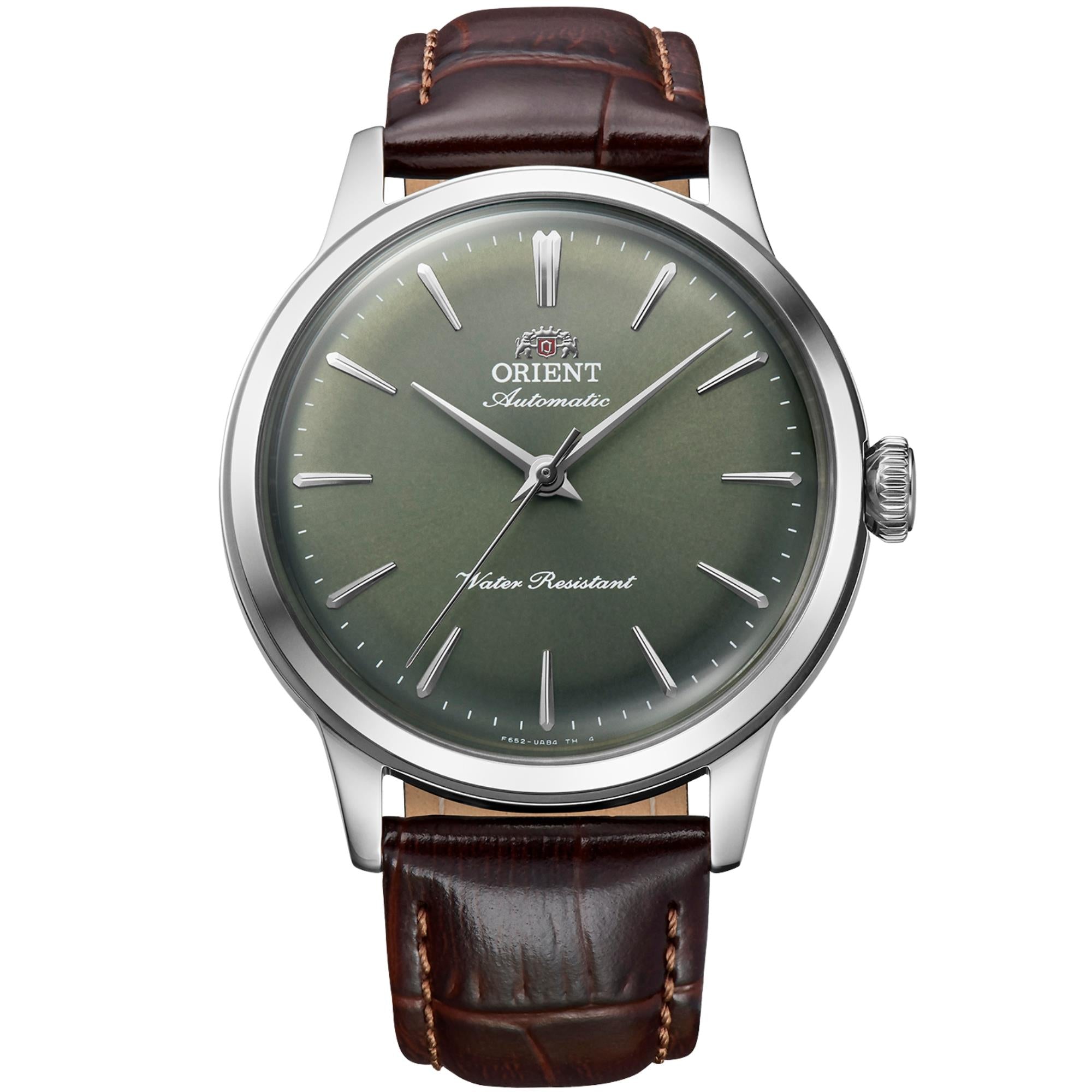 Orient Bambino 36mm 'No-Date' Green Dial Leather Automatic Watch RA-BB0102E30B