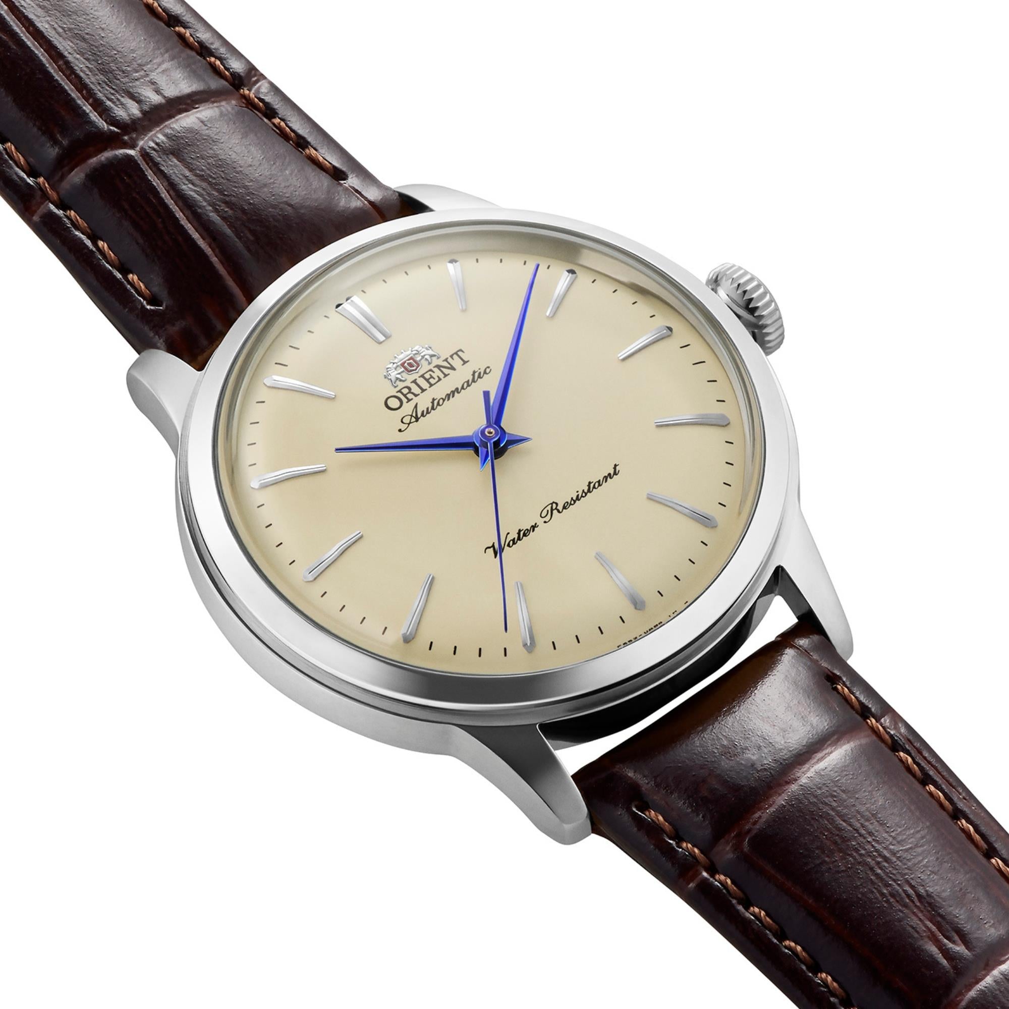 Orient Bambino 36mm 'No-Date' Ivory Dial Leather Automatic Watch RA-BB0104Y30B