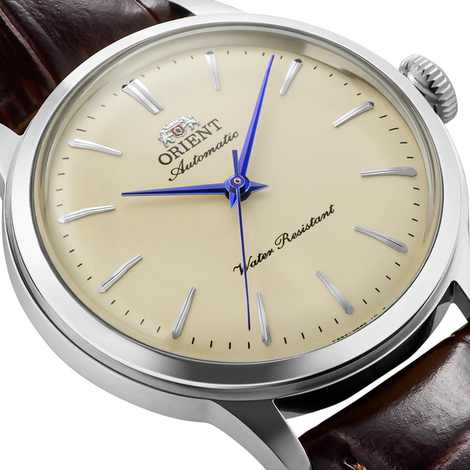 Orient Bambino 36mm 'No-Date' Ivory Dial Leather Automatic Watch RA-BB0104Y30B