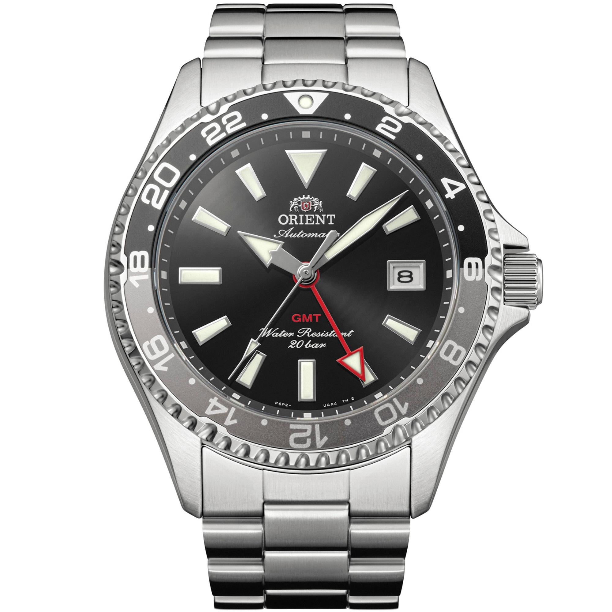 Orient Mako GMT 43mm Black Dial Steel Mens Automatic Watch RA-BC0001B30B