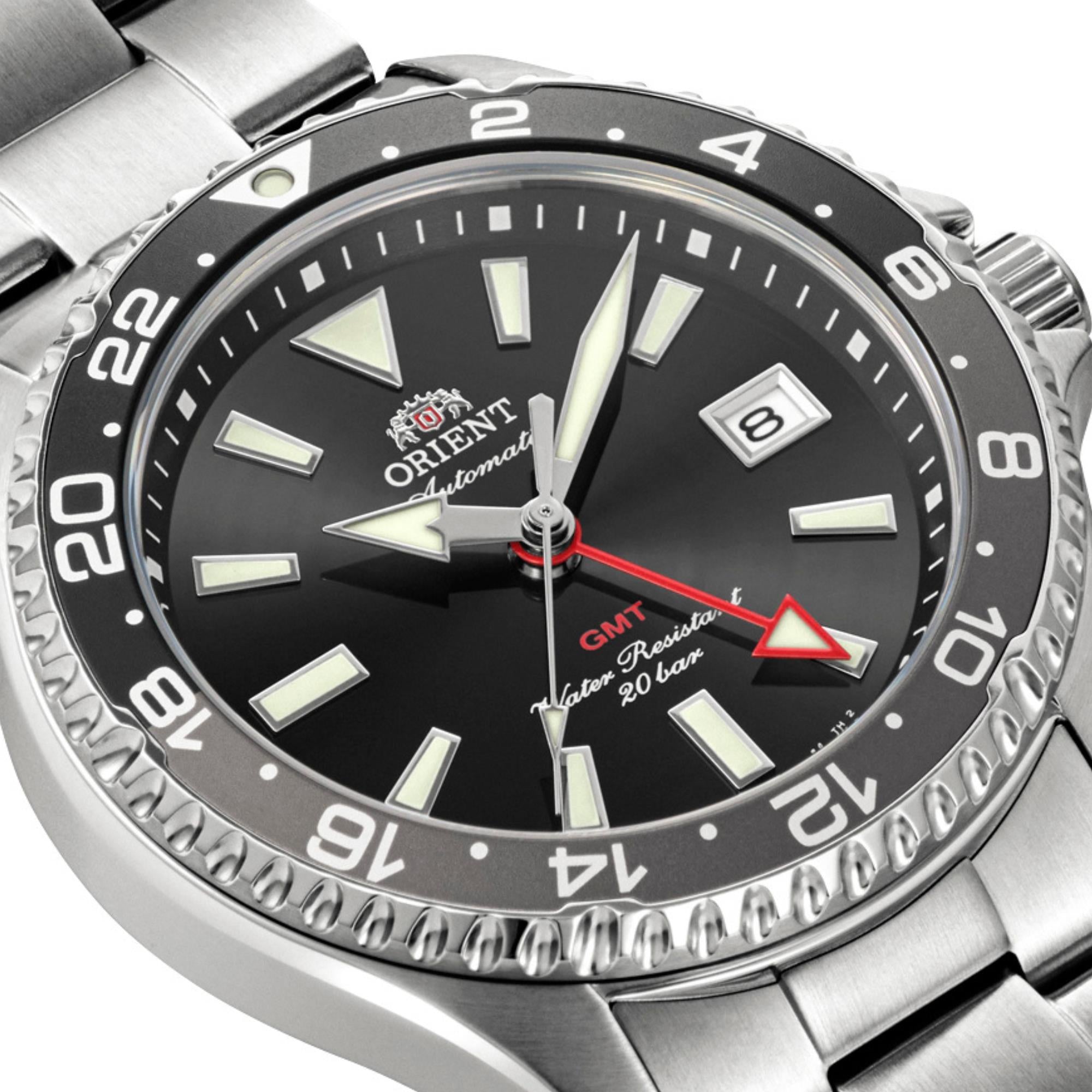 Orient Mako GMT 43mm Black Dial Steel Mens Automatic Watch RA-BC0001B30B