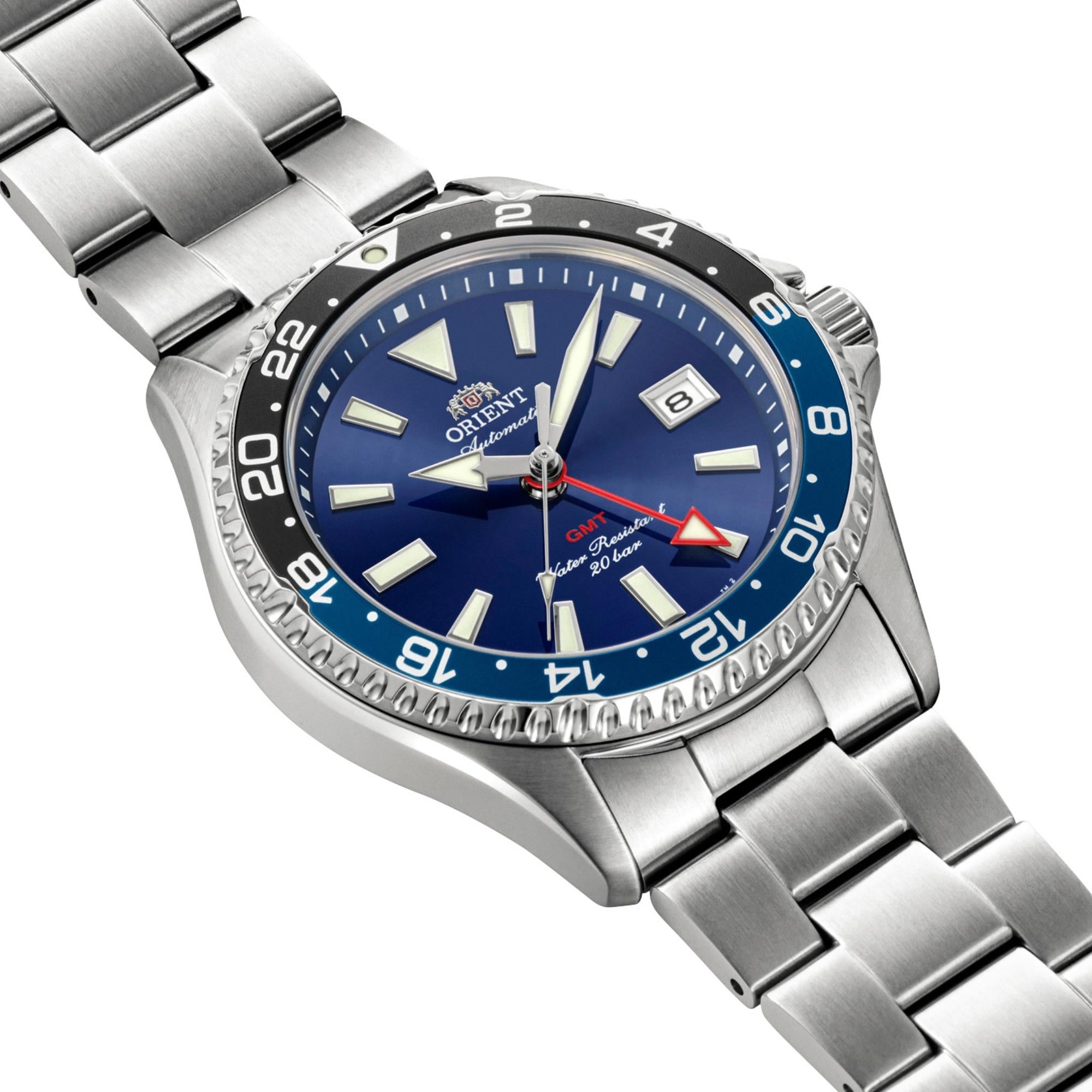 Orient Mako GMT 43mm Blue Dial Steel Mens Automatic Watch RA-BC0003L30B