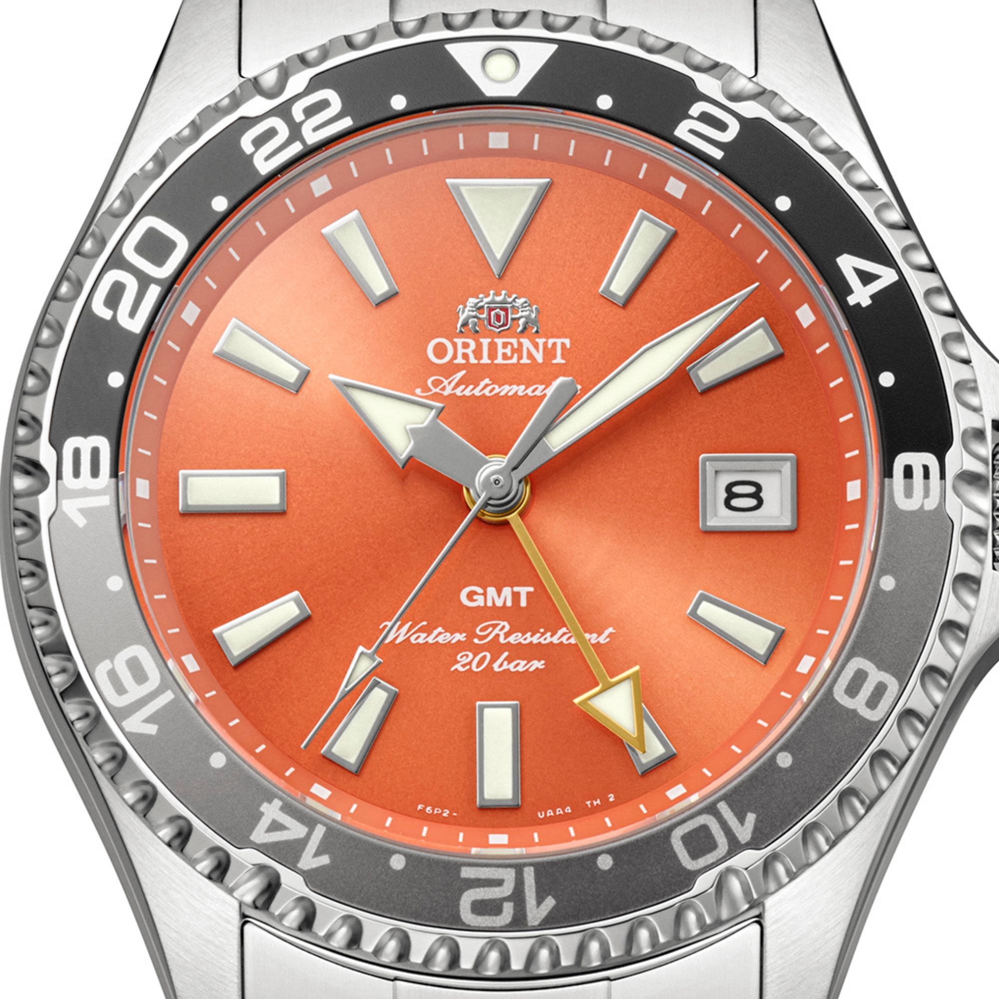 Orient Mako GMT 43mm Orange Dial Steel Mens Automatic Watch RA-BC0004Y30B