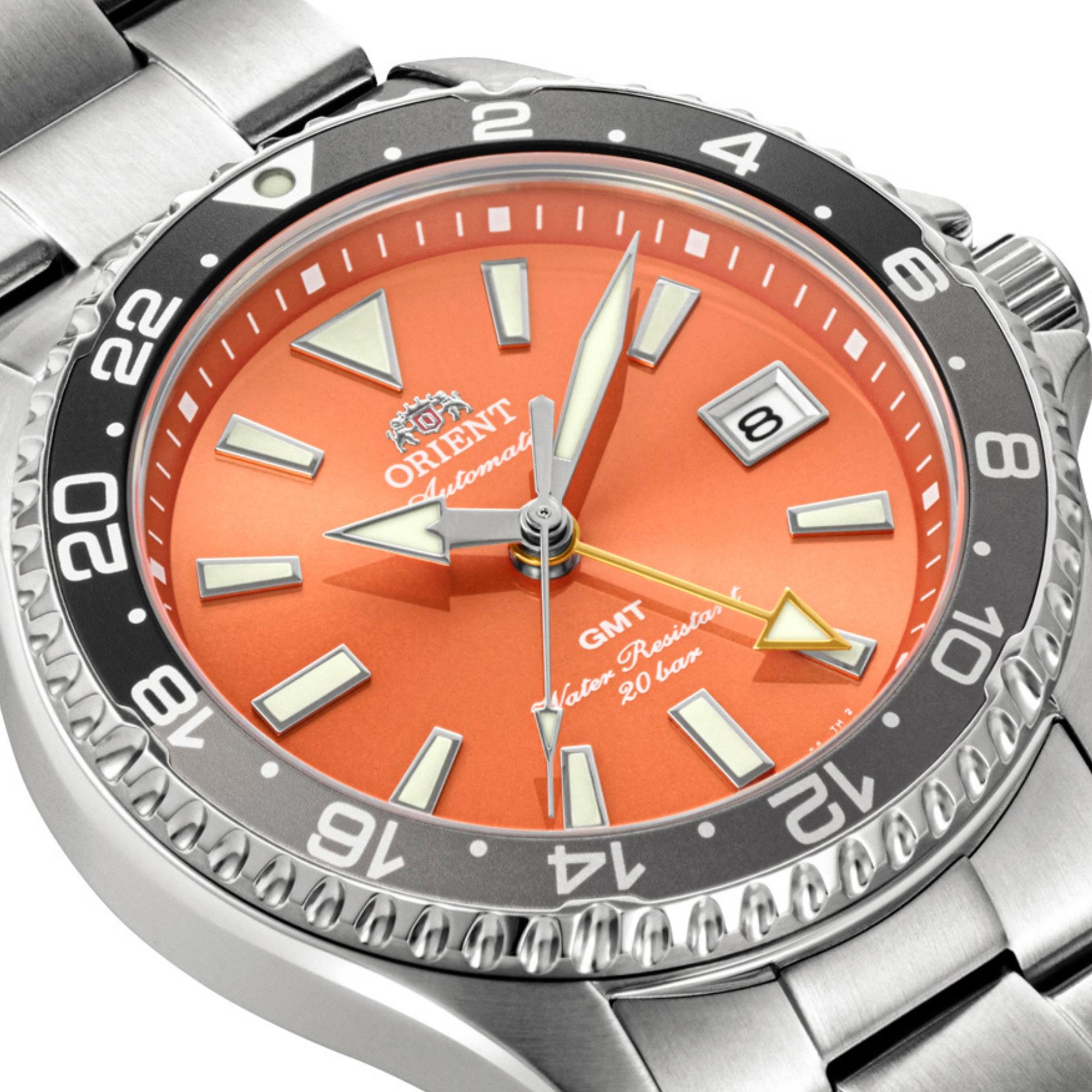 Orient Mako GMT 43mm Orange Dial Steel Mens Automatic Watch RA-BC0004Y30B