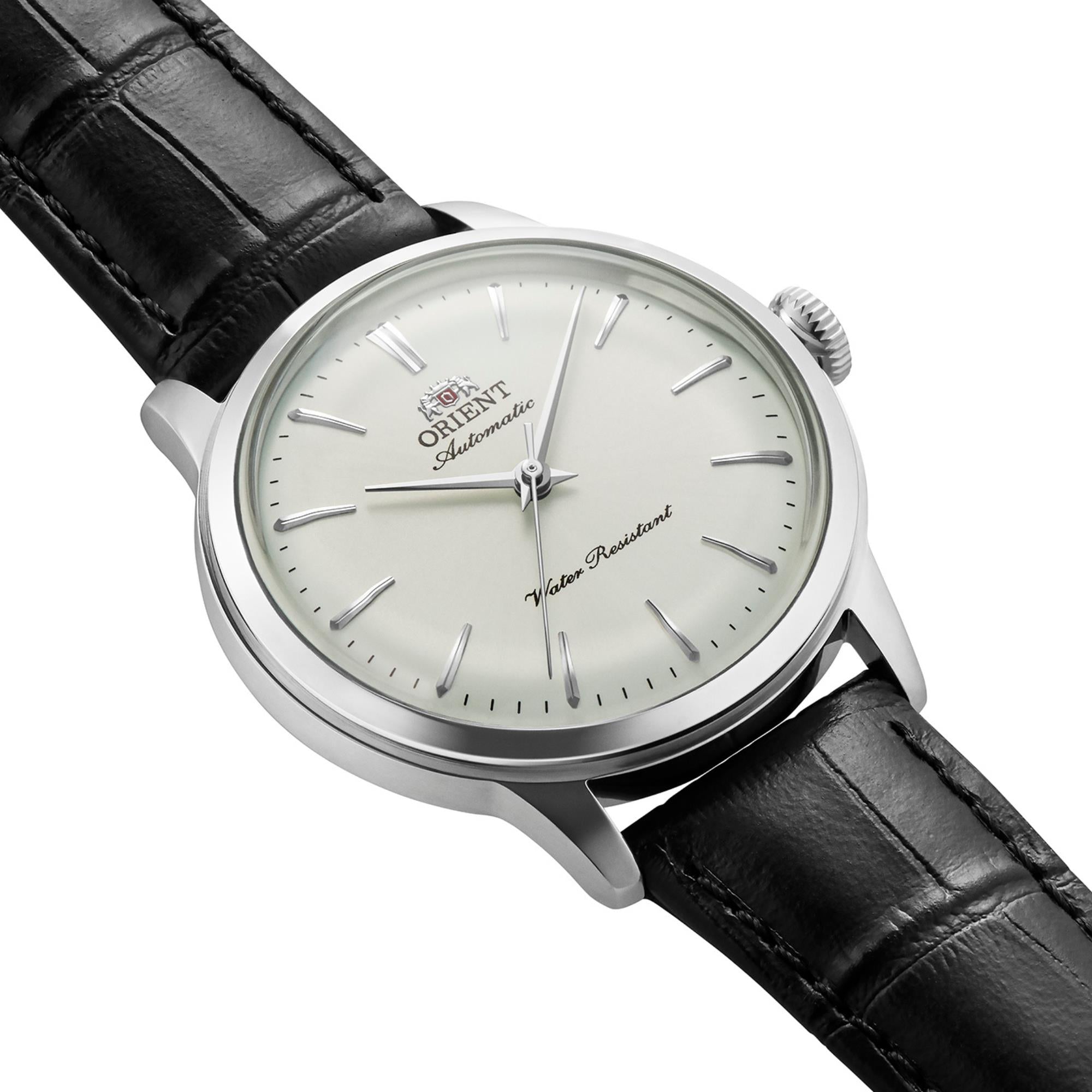 Orient Bambino 36mm 'No-Date' White Dial Leather Automatic Watch RA-BB0103S30B