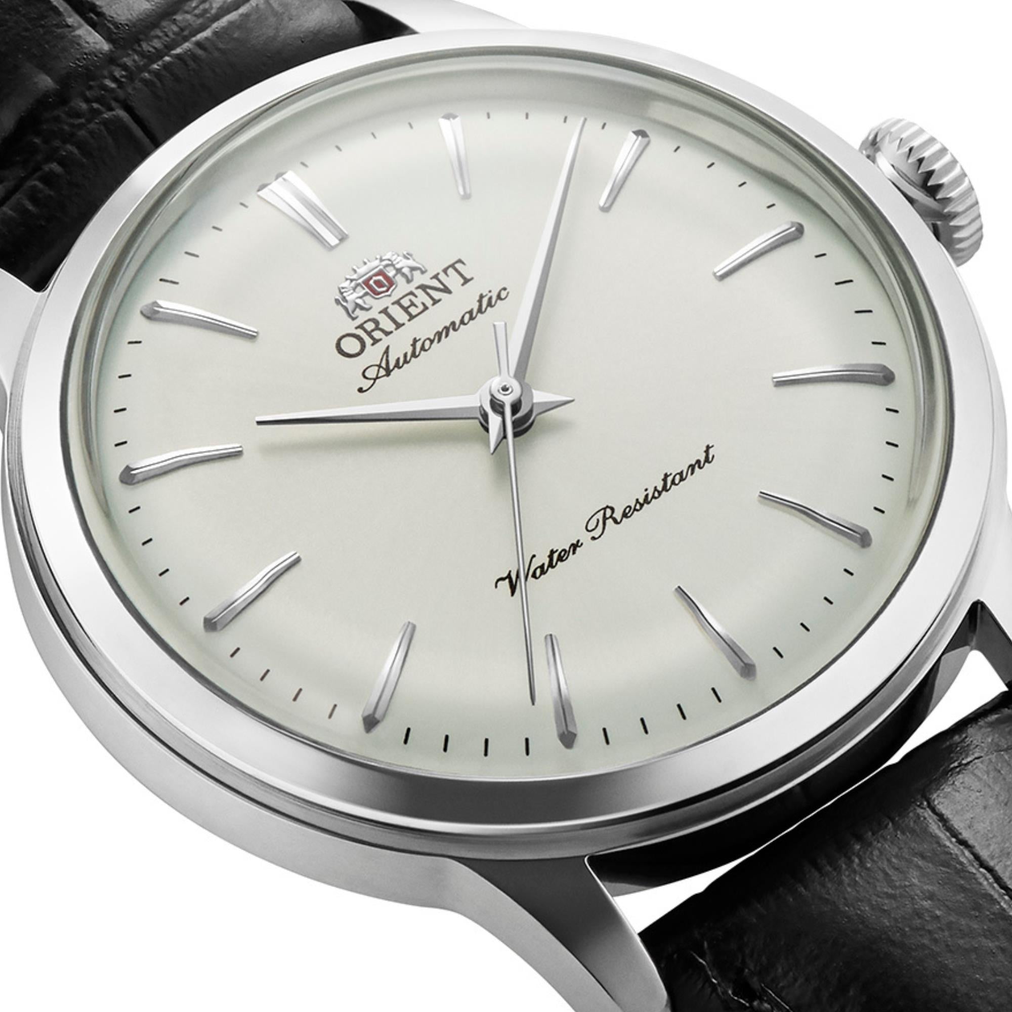 Orient Bambino 36mm 'No-Date' White Dial Leather Automatic Watch RA-BB0103S30B