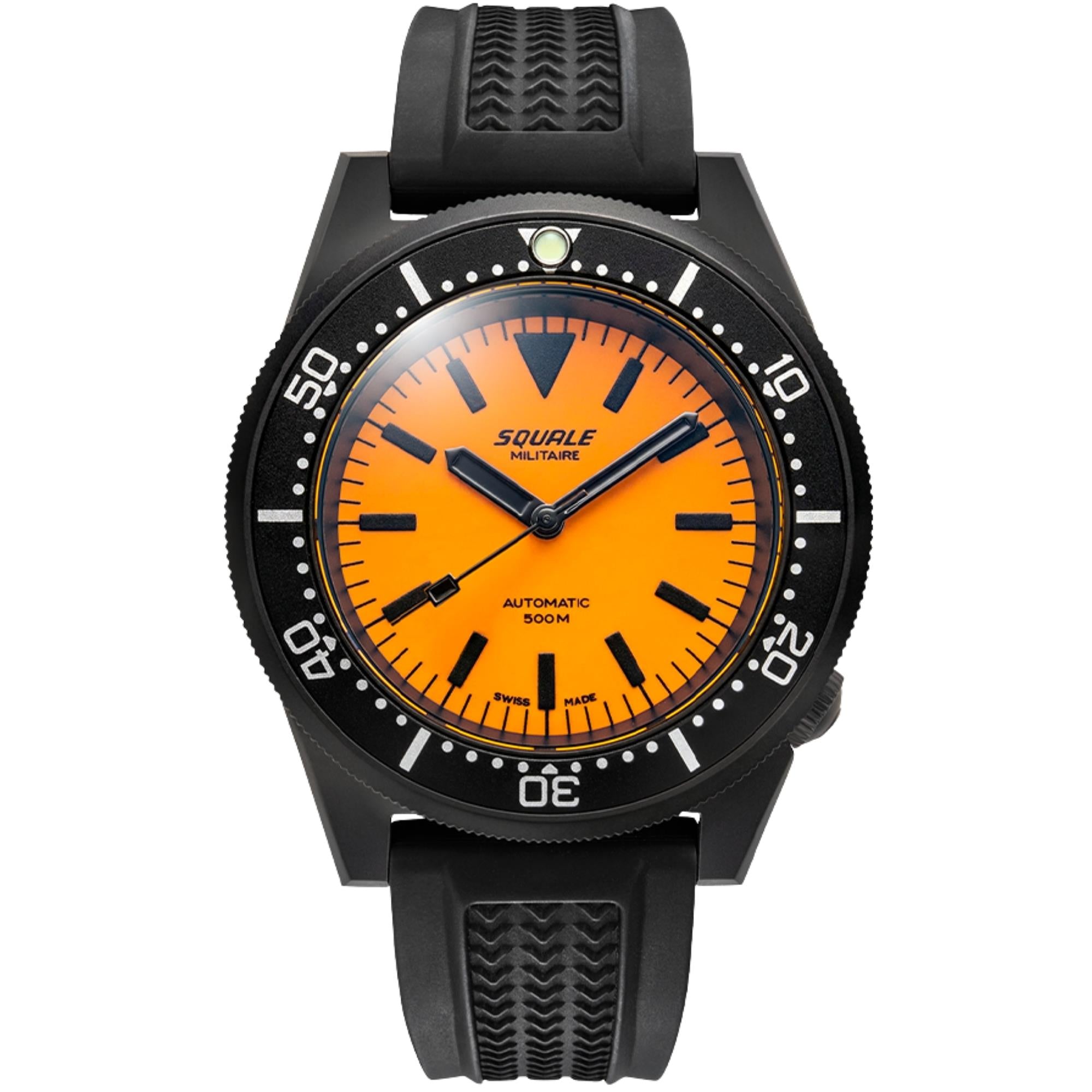 Squale 1521 42mm Orange Dial Rubber Mens Automatic Watch 1521DLCFOR.VO
