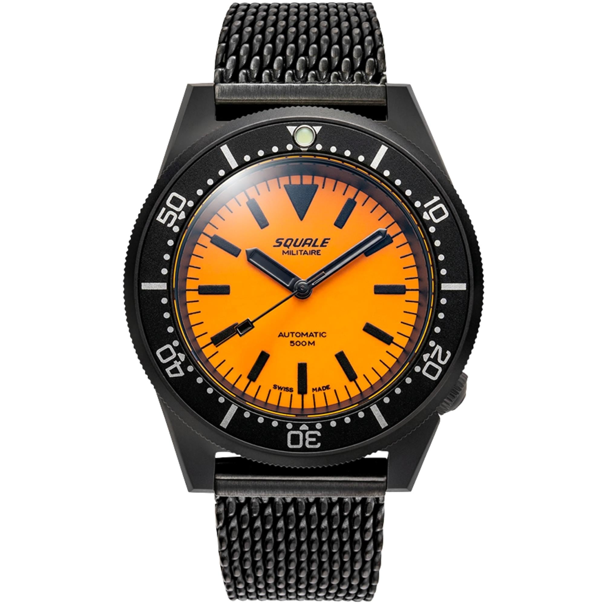 Squale 1521 42mm Orange Dial Steel Mens Automatic Watch 1521DLCFOR.MEPVD20