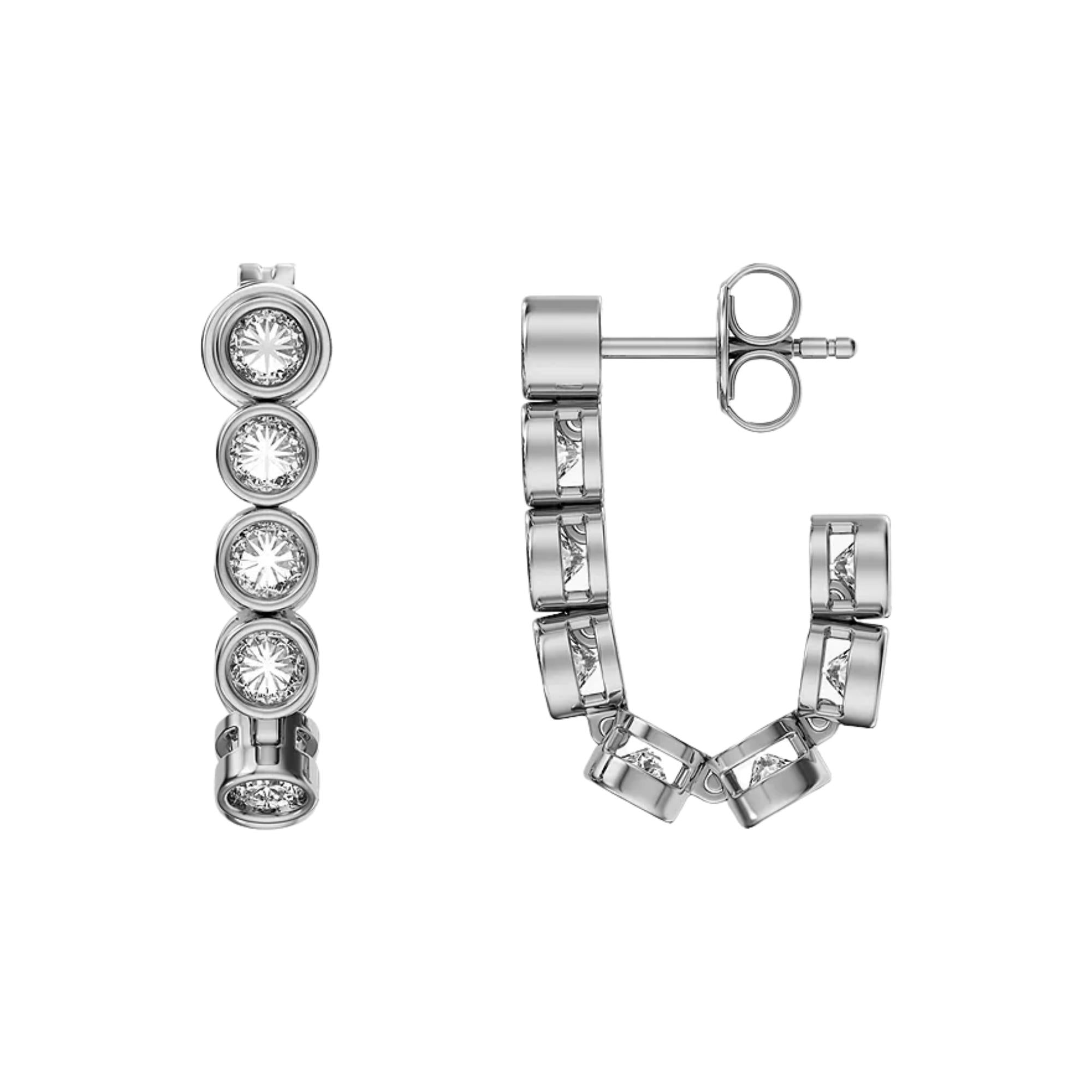 Skagen Moderne Glitz Silver J-Hoop Ladies Earrings SKJ5022040