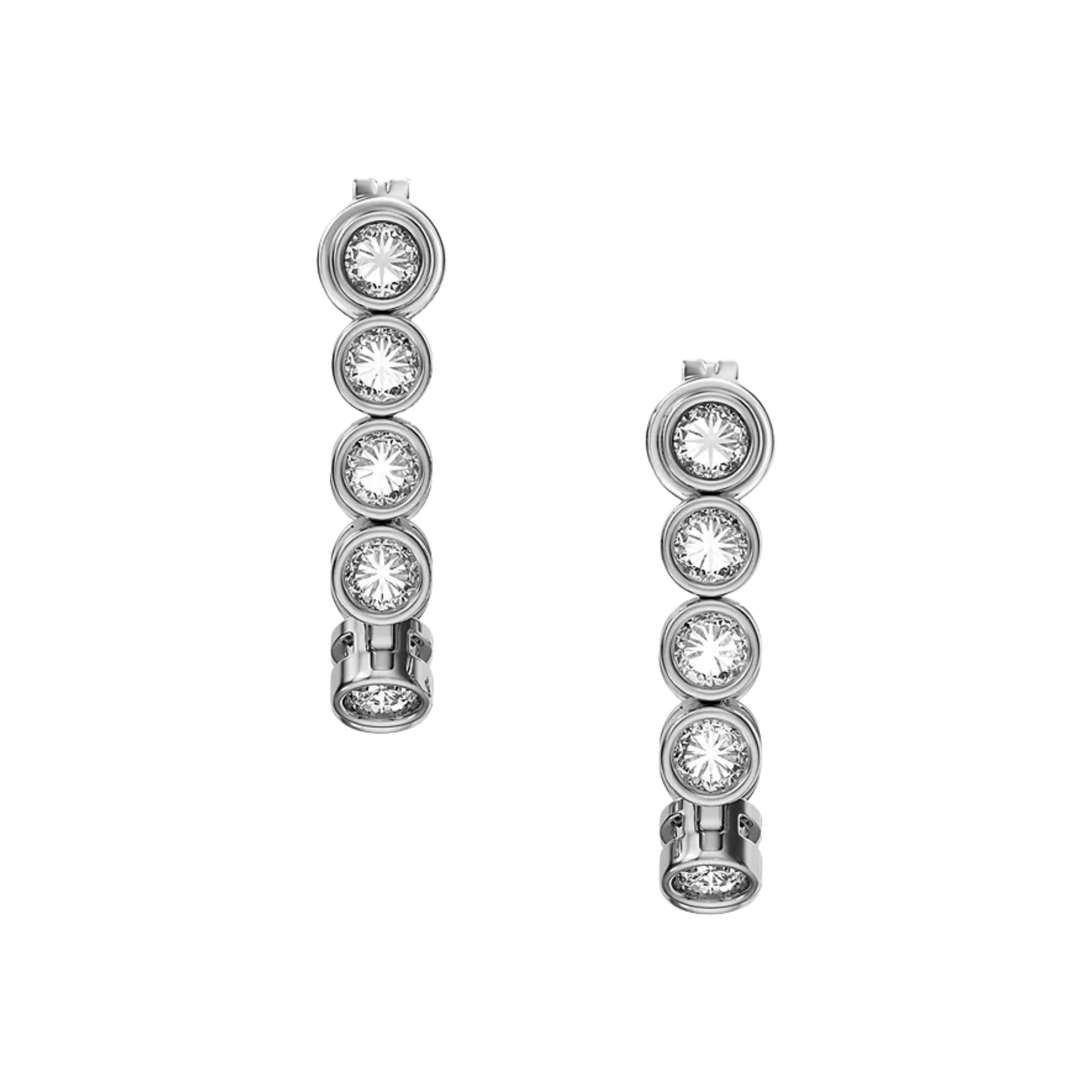 Skagen Moderne Glitz Silver J-Hoop Ladies Earrings SKJ5022040
