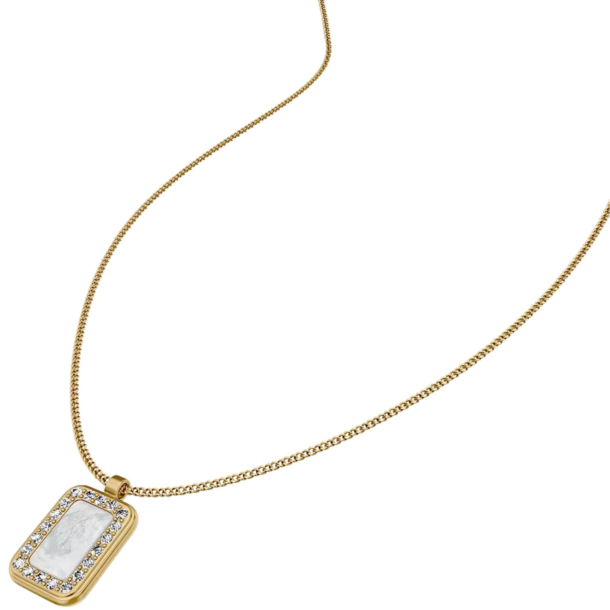Fossil Raquel Glitz White Mother of Pearl Pendant Ladies Necklace JF04997710