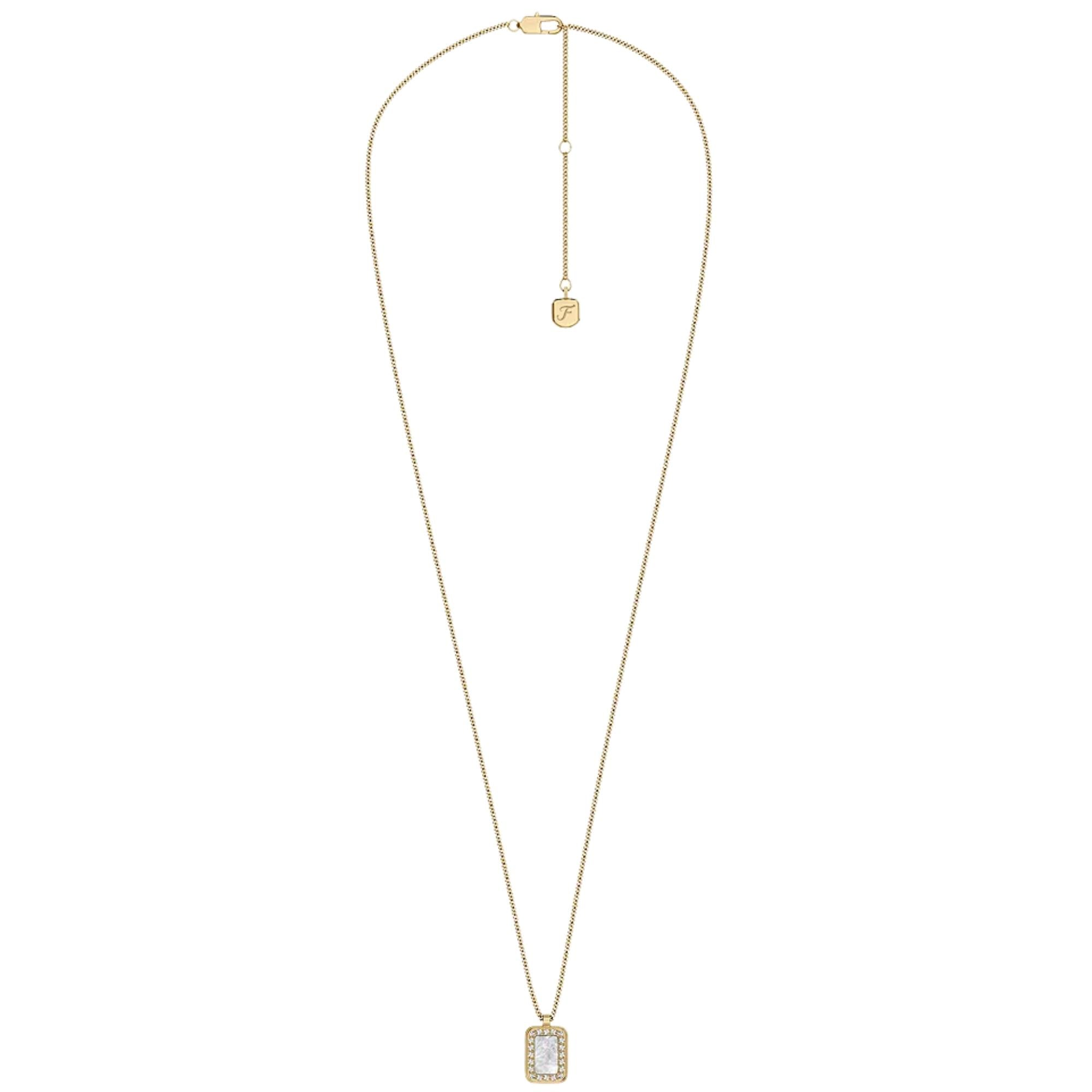 Fossil Raquel Glitz White Mother of Pearl Pendant Ladies Necklace JF04997710