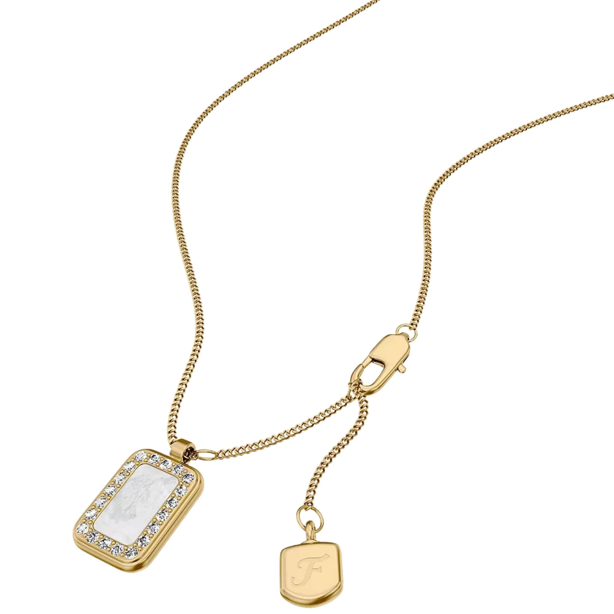 Fossil Raquel Glitz White Mother of Pearl Pendant Ladies Necklace JF04997710