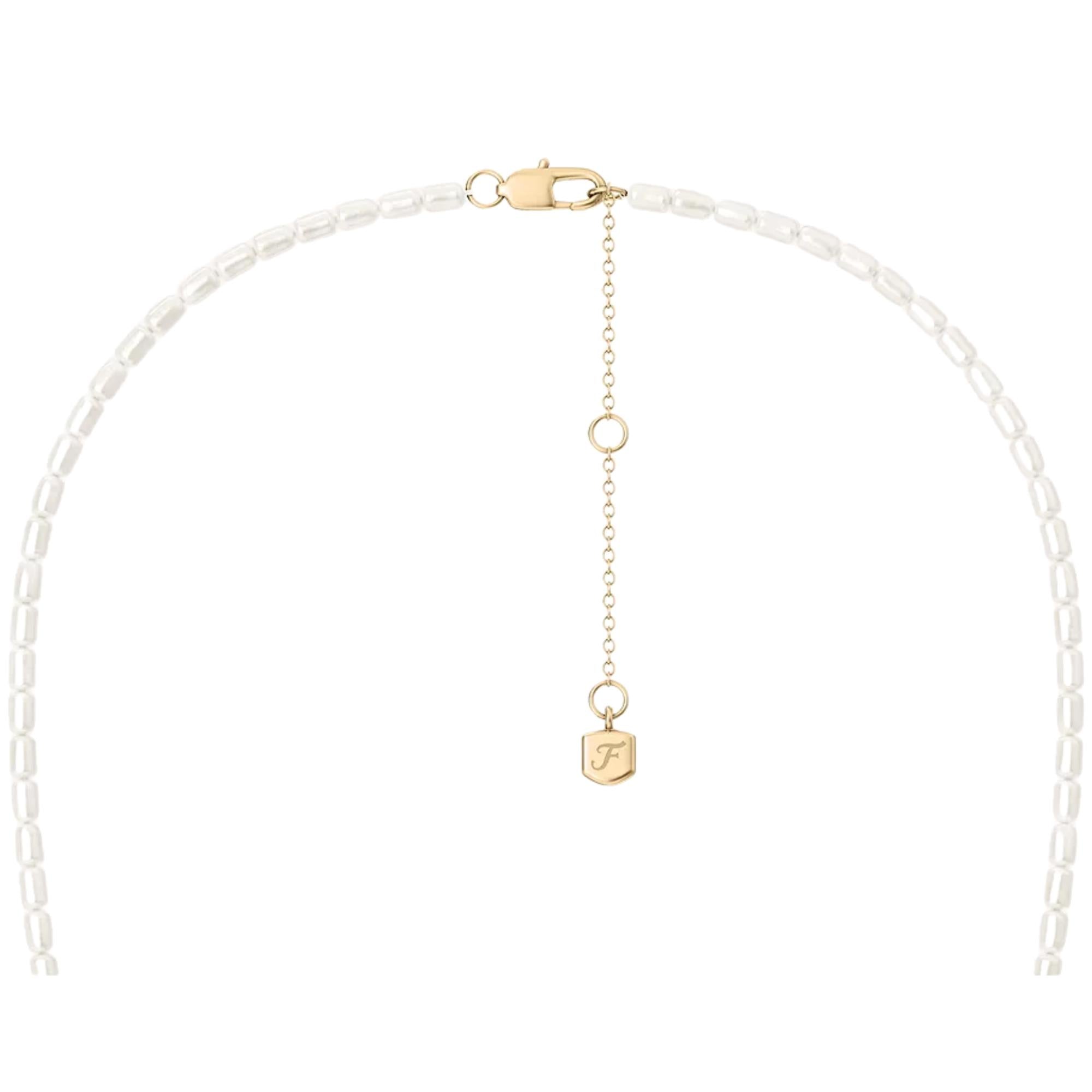 Fossil Harlow Rondelles White Acrylic Pearl Steel Station Ladies Necklace JF04992998