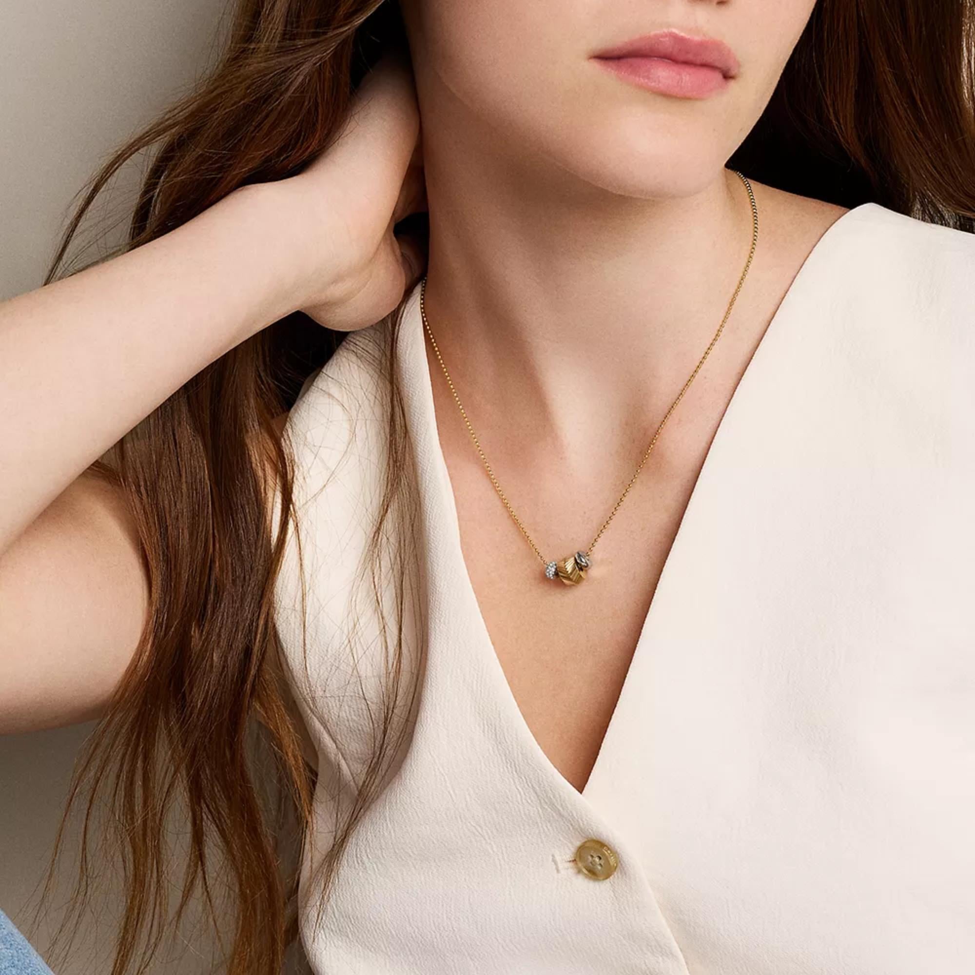 Fossil Harlow Rondelles Two-Tone Steel Station Ladies Necklace JF04993998