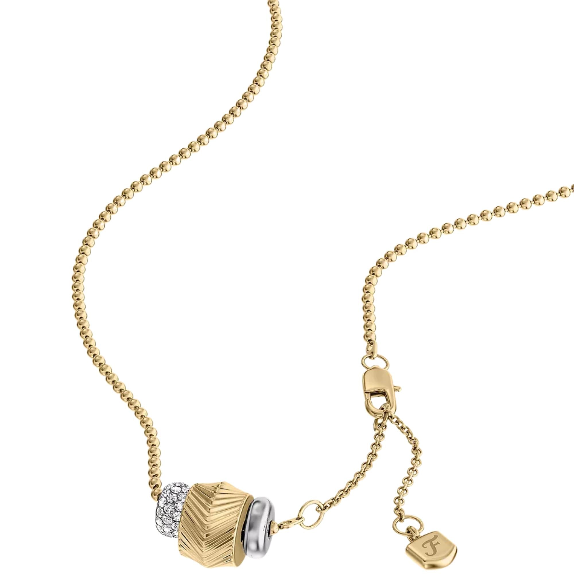 Fossil Harlow Rondelles Two-Tone Steel Station Ladies Necklace JF04993998