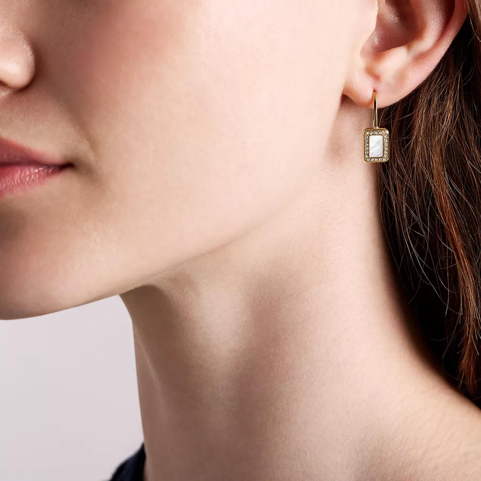 Fossil Raquel Glitz White Mother of Pearl Drop Ladies Earrings JF04999710