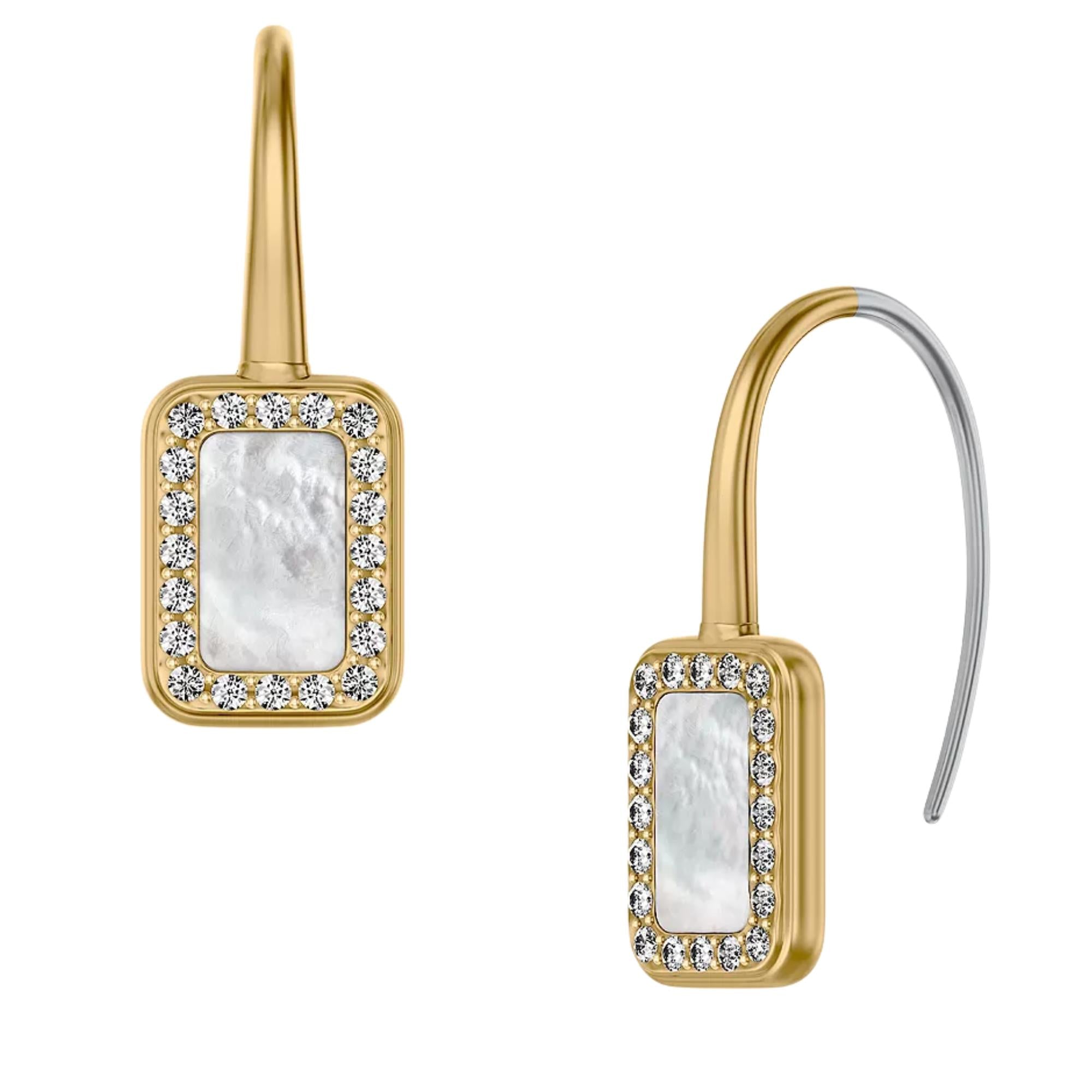Fossil Raquel Glitz White Mother of Pearl Drop Ladies Earrings JF04999710