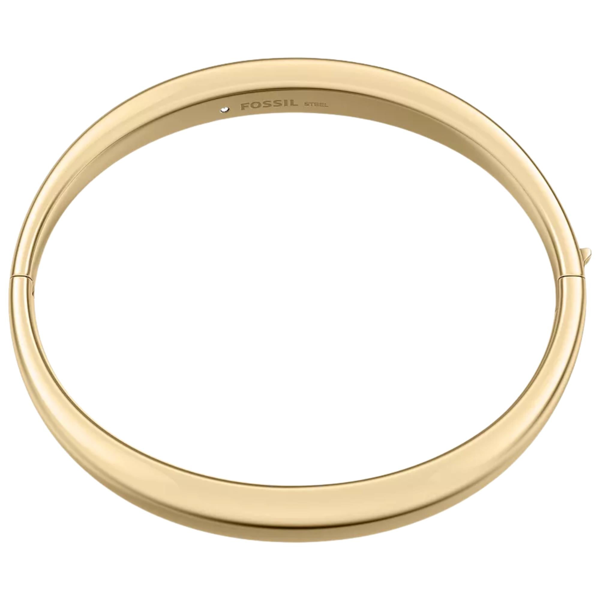Fossil Ellis Domed Gold Steel Bangle Ladies Bracelet JF05000710