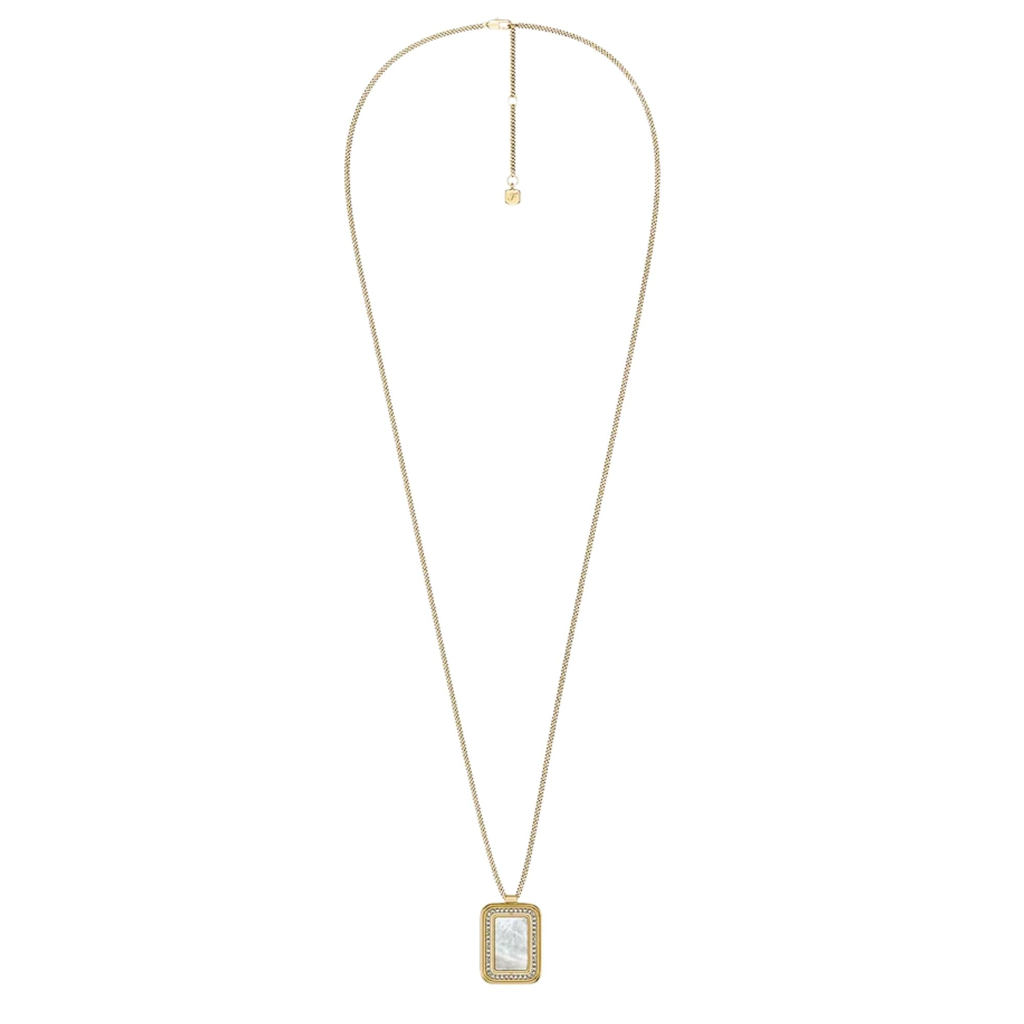 Fossil Raquel Glitz White Mother of Pearl Spinning Pendant Ladies Necklace JF04996710